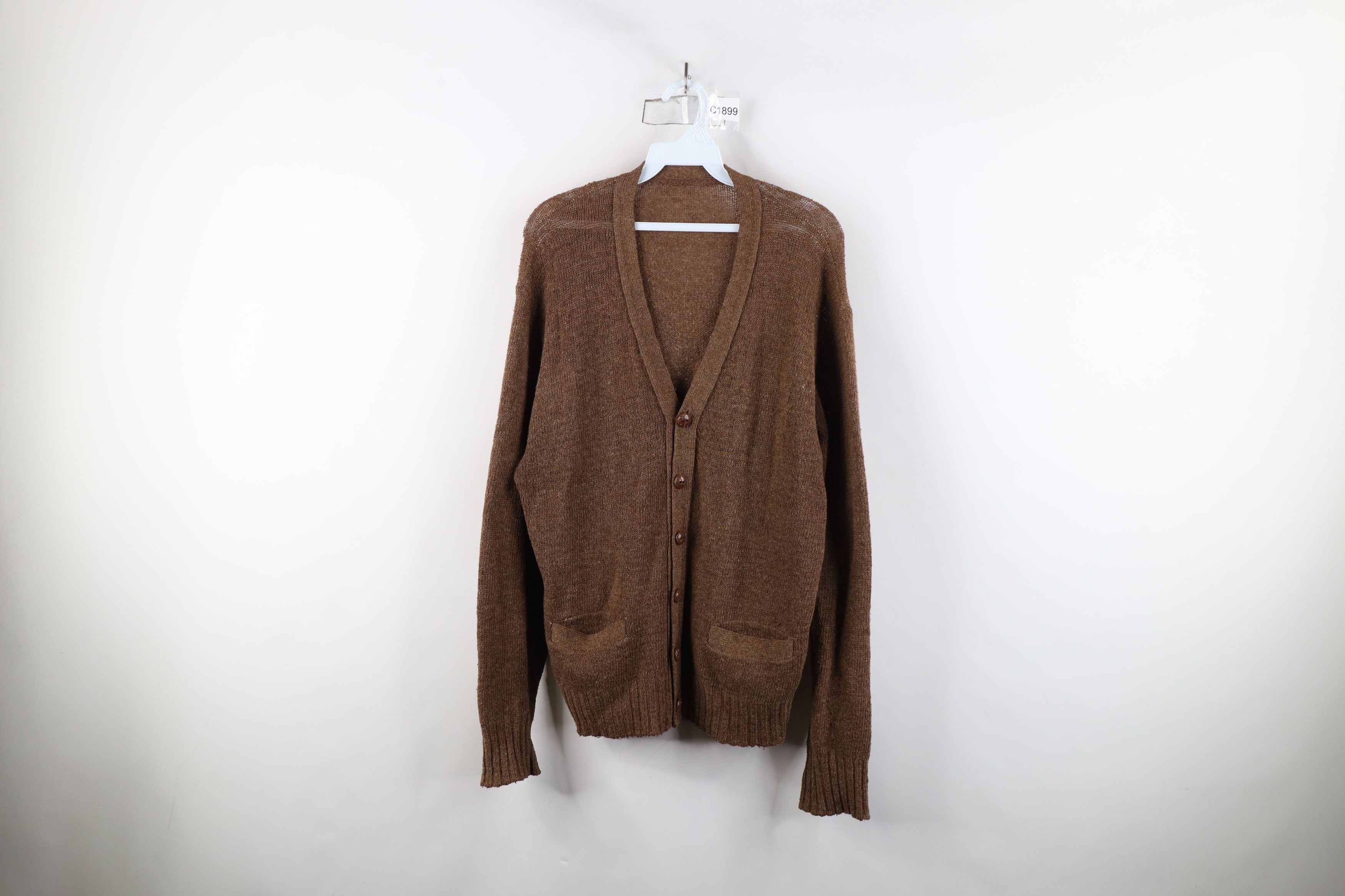 Vintage Vintage 50s 60s Streetwear Shetland Knit Cardigan Sweater Size US L / EU 52-54 / 3 - 1 Thumbnail