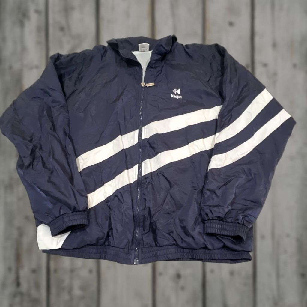 Vintage VINTAGE Kaepa Windbreaker Jacket Men 2XL Navy Blue White Windbreaker Short Zip Full Zip Pockets 90s Style Size US XXL / EU 58 / 5 - 1 Thumbnail