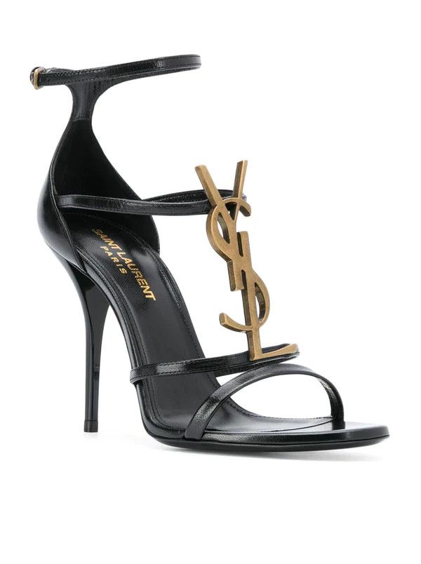 image of Saint Laurent Paris O1S1Wg110124 Cassandra Sandals In Smooth Leather In Black, Women's (Size 8)