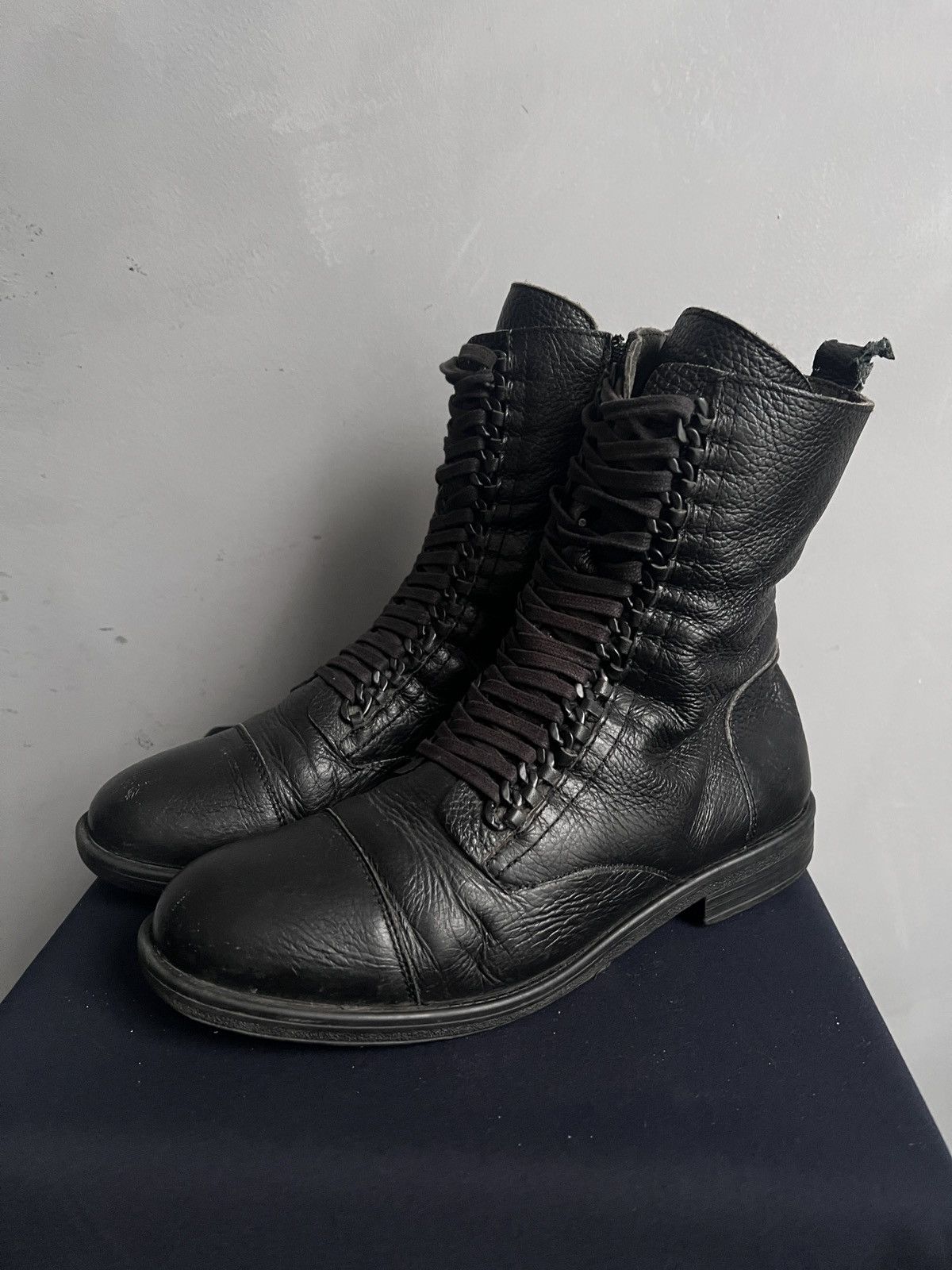 Hedi Slimane Black Leather Lace-up Boots combat boots y2k hedi slimane Size US 8 / EU 41 - 1 Thumbnail