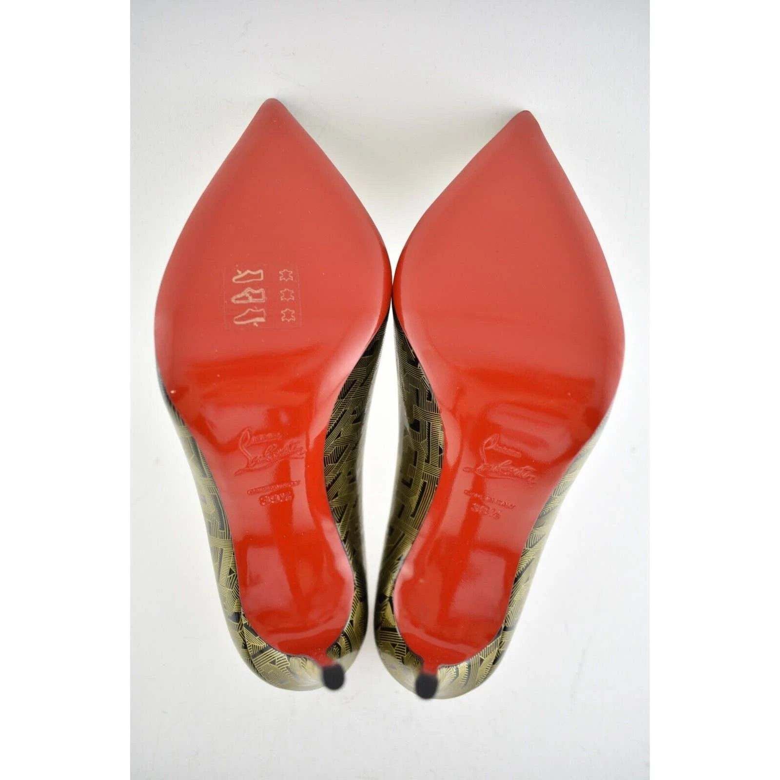Christian Louboutin Christian Louboutin Pigalle Follies 100 Patent Black Gold CL Size US 9.5 / IT 39.5 - 9 Thumbnail