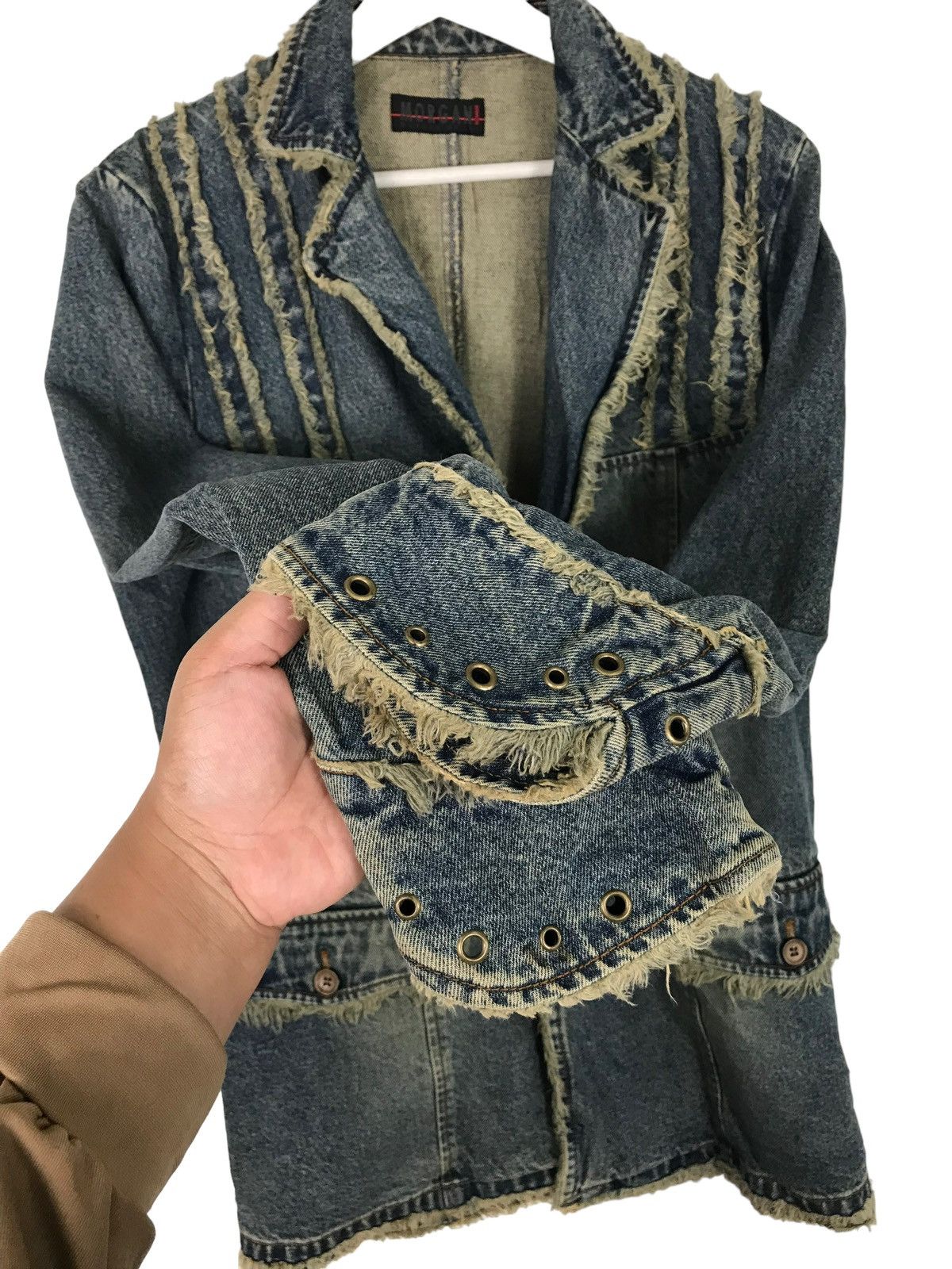 Morgan Homme 💥 MORGAN HOMME DISTRESSED DYED DENIM JACKET Size US M / EU 48-50 / 2 - 9 Thumbnail