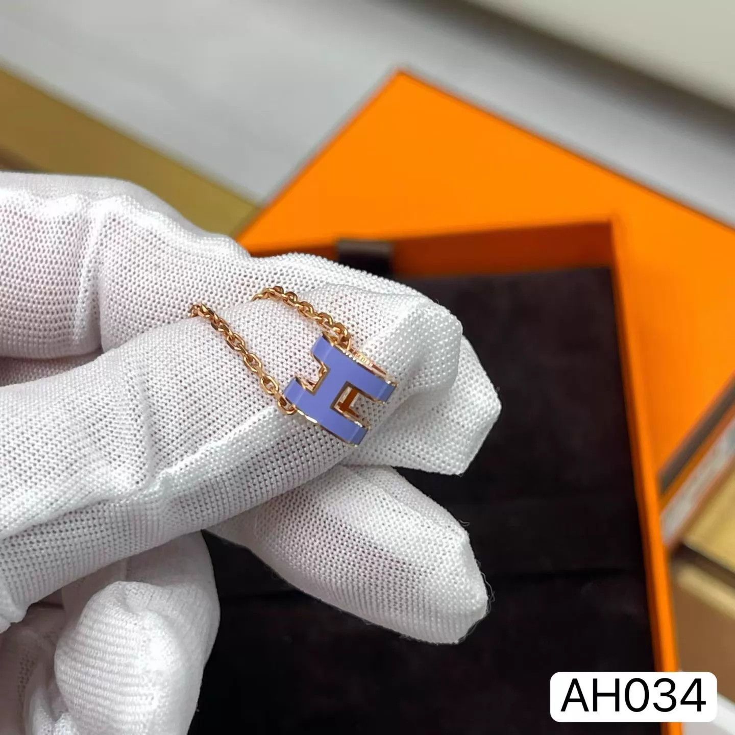 Hermes Hermès Mini Pop H Classic Rose Gold Lilac Necklace AH034 Size ONE SIZE - 8 Thumbnail