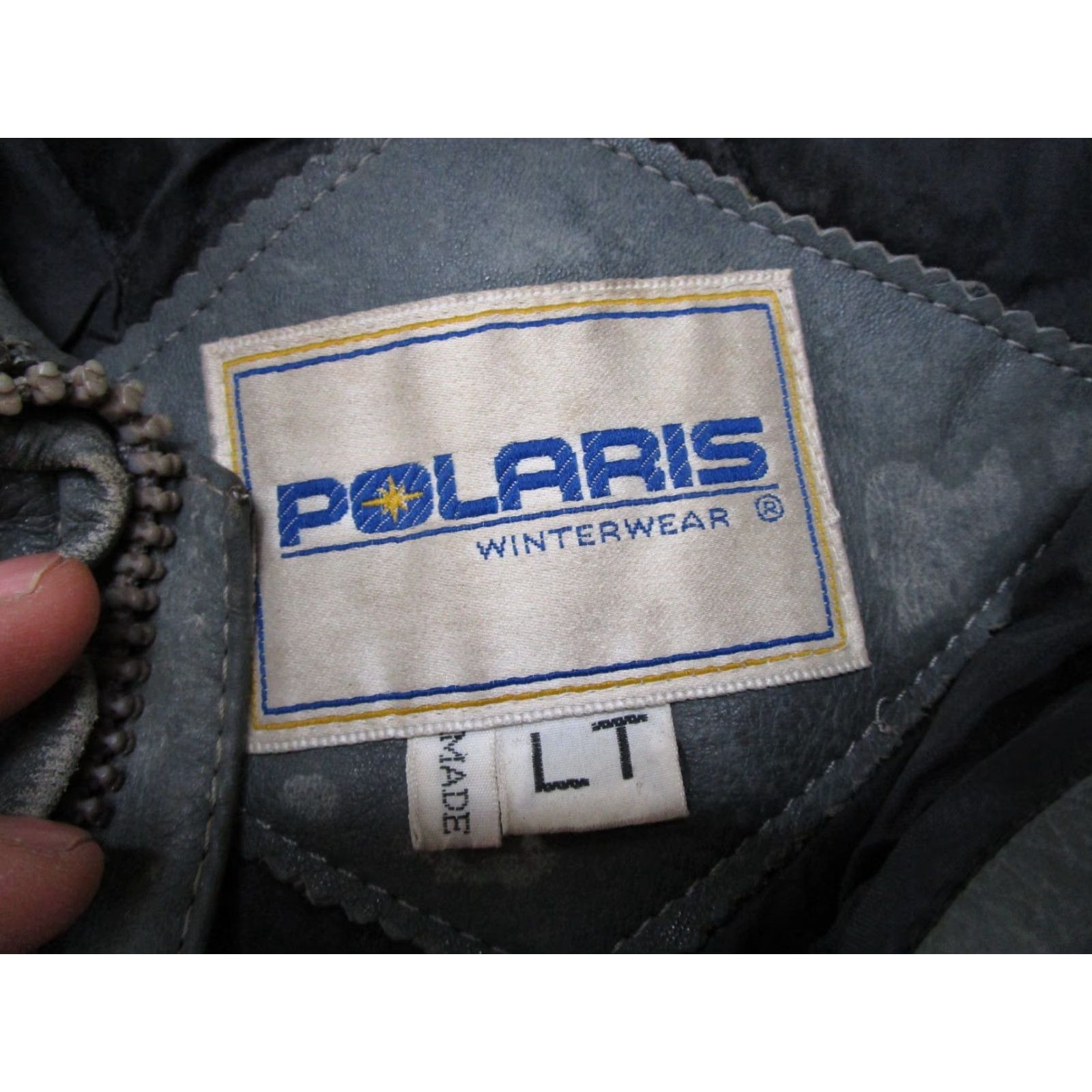 Vintage VINTAGE Polaris Leather Jacket 90s Winter Gray LT Tall L Size Jacket Mens Sz Read Logo Zip Up Regular Motorcycle Coat Size US L / EU 52-54 / 3 - 5 Thumbnail