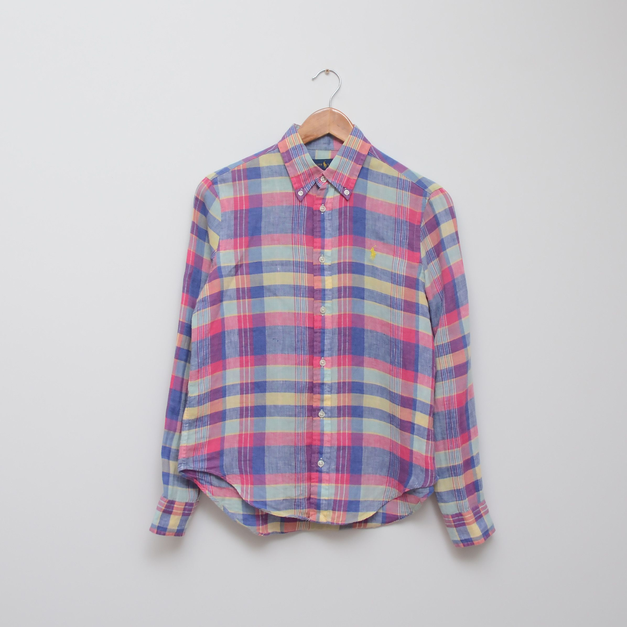 Ralph Lauren Ralph Lauren 100% Linen Checked Shirt Pink Multicolor Size S Size S / US 4 / IT 40 - 1 Thumbnail