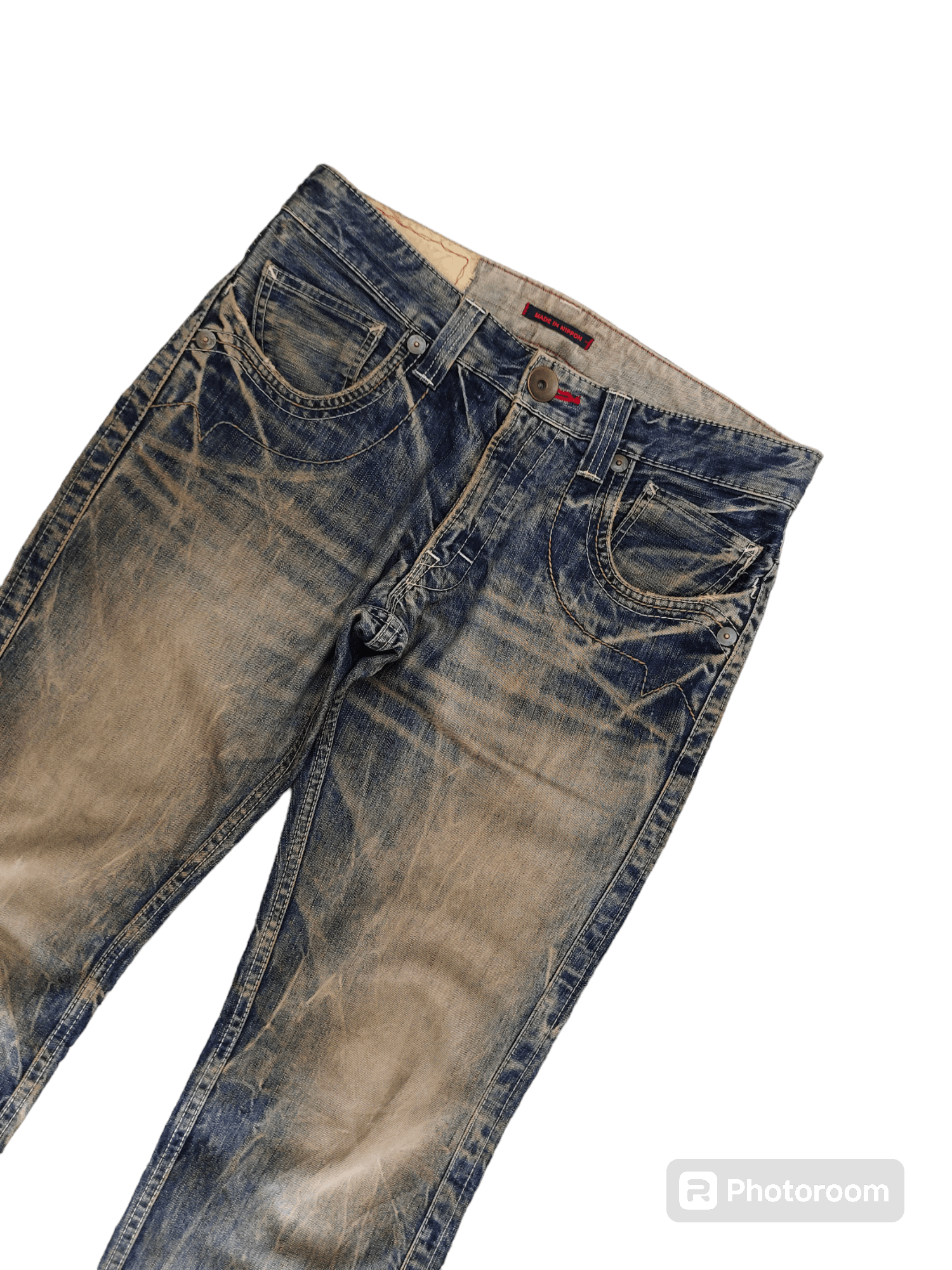 If Six Was Nine 1990s Blue Way Japan Clawmark Distress Faded Denim Jeans Size US 33 - 5 Thumbnail