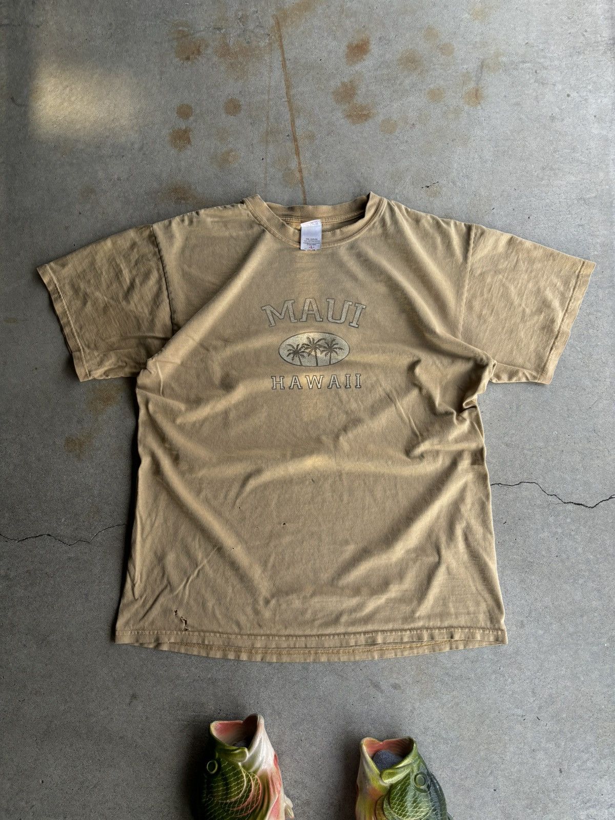 Vacation × Vintage Crazy Maui 90s Faded Mustard Yellow Boxy Vacation Tee Size US L / EU 52-54 / 3 - 1 Thumbnail