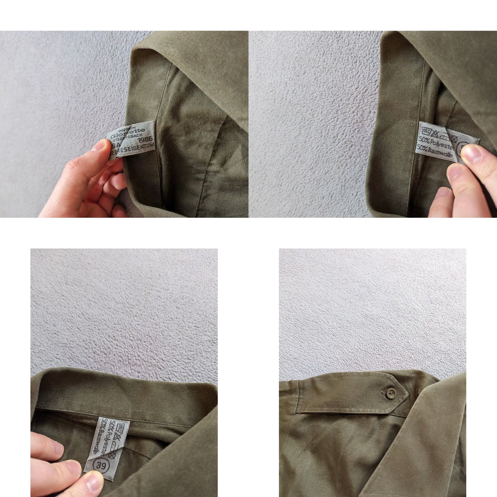 Olive Vintage gloriette shirt size 39 olive army military button up long sleeve mens Size US L / EU 52-54 / 3 - 8 Thumbnail