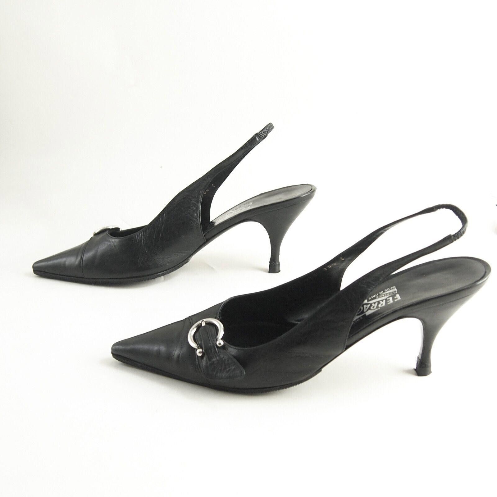 Salvatore Ferragamo Ferragamo Gancio Slingback Sandals Black US 10.5 EU 40.5 C Size US 10.5 / IT 40.5 - 3 Thumbnail