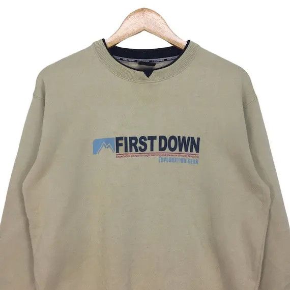 Vintage Vtg FIRST DOWN USA Crewneck Sweatshirt Spell Out Streetwear Size US M / EU 48-50 / 2 - 2 Thumbnail