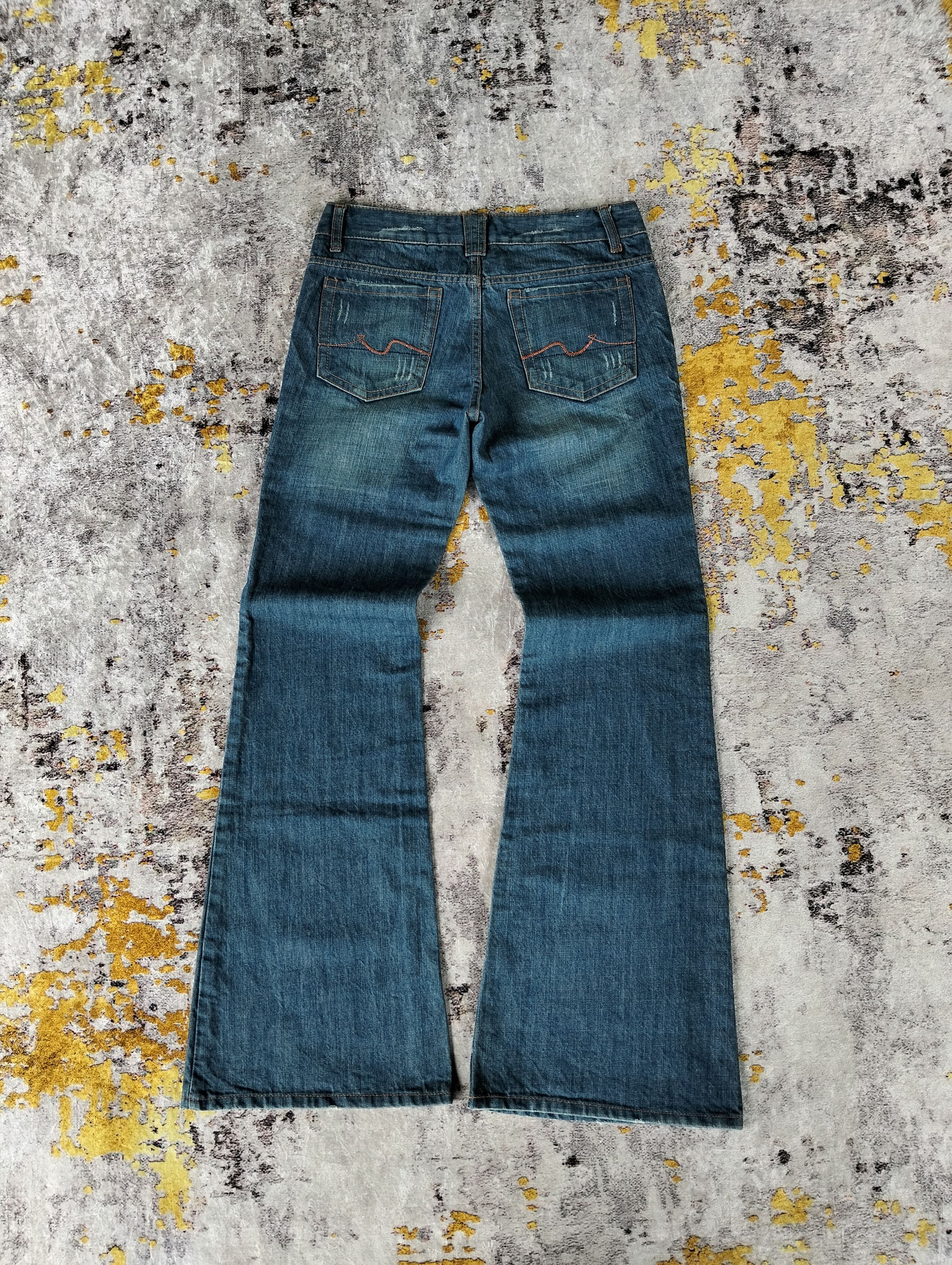 Tornado Mart Y2K Interflow Whiskers Flared Bell Bottom Low Rise Jeans Size US 28 / EU 44 - 5 Thumbnail