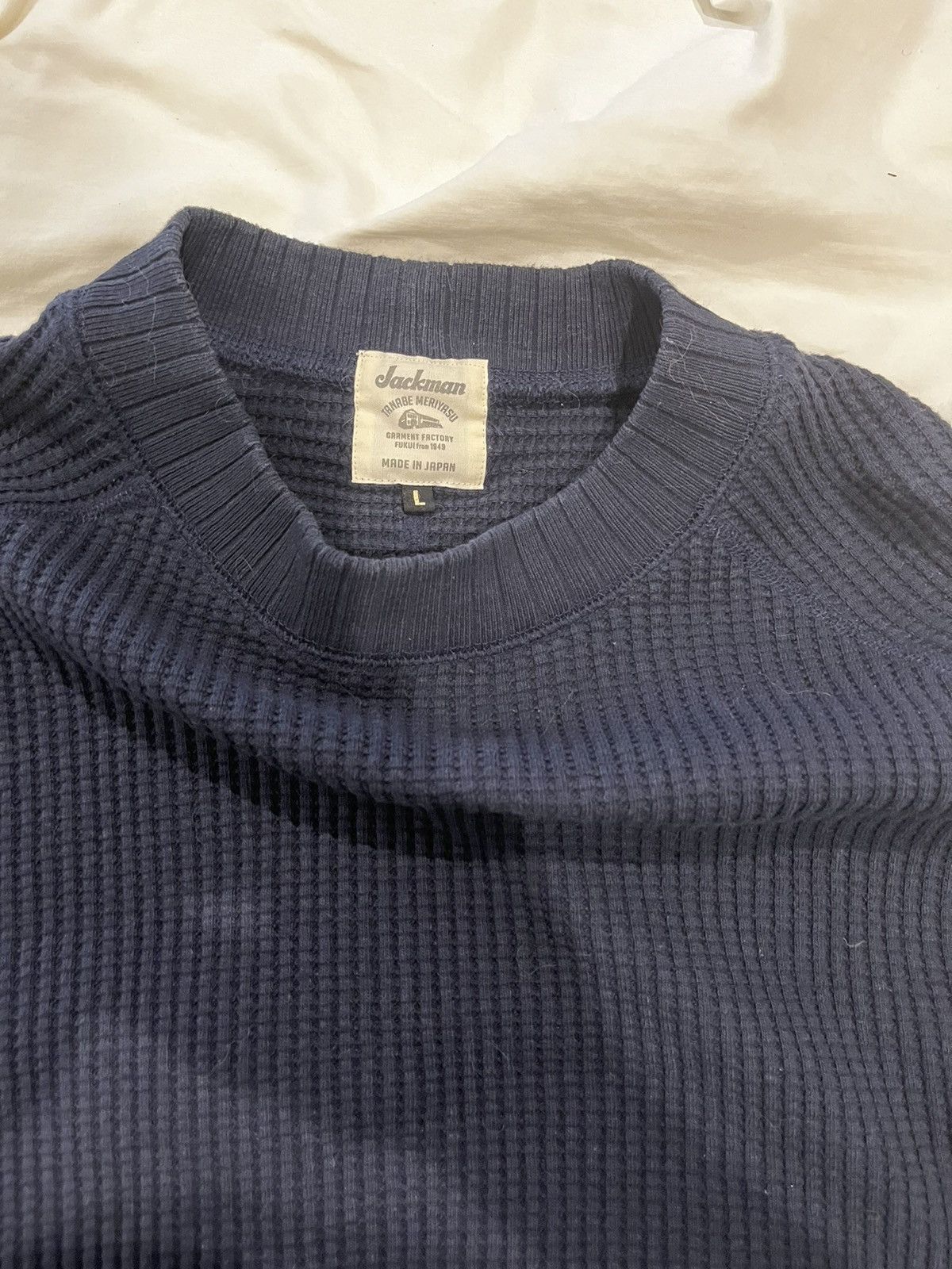 image of Jackman Navy Sweater Large Waffle Mock Neck, Men's