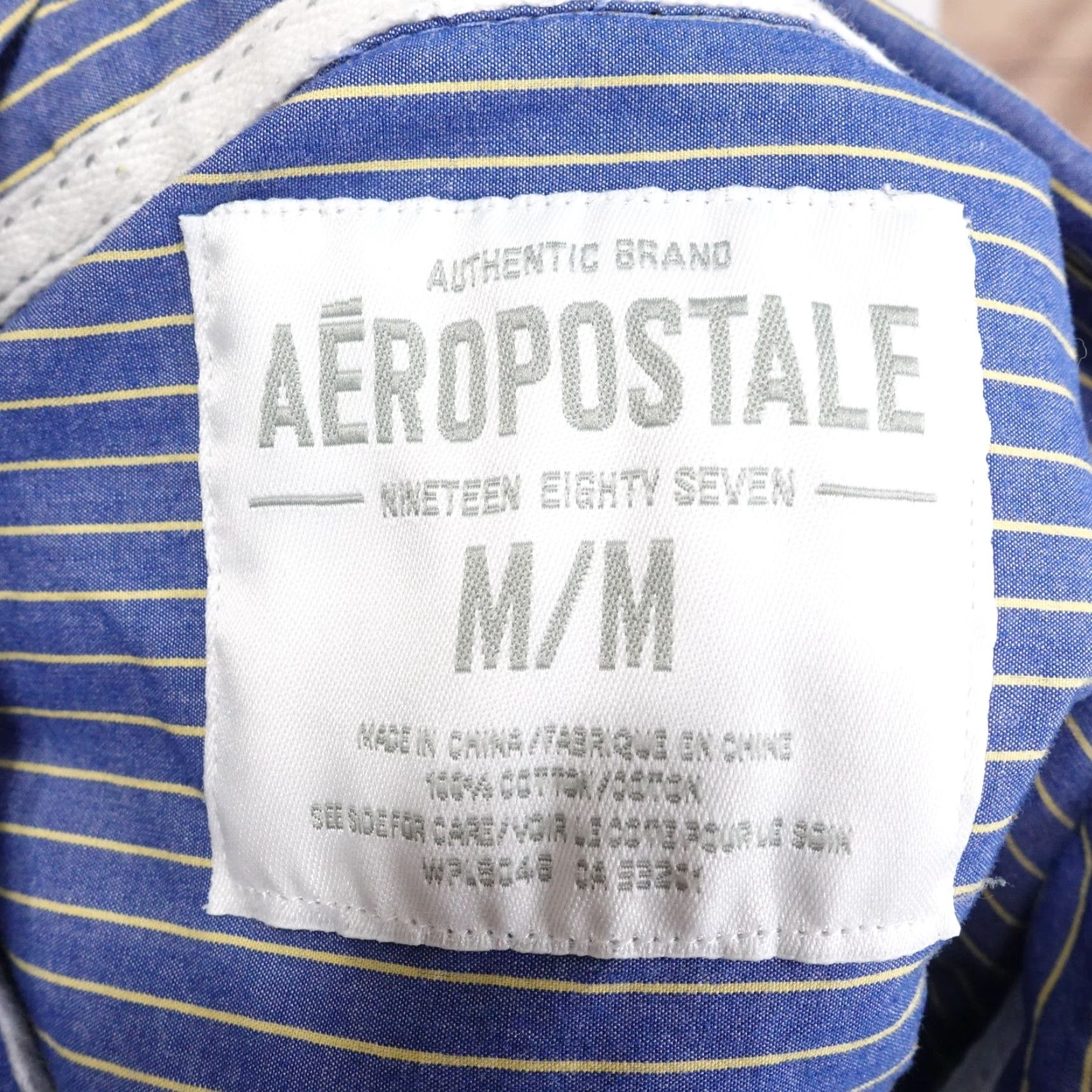 Aeropostale Aeropostale Men's Medium Blue Yellow Striped Button-Up Long Sleeve Shirt Classic Preppy Size US M / EU 48-50 / 2 - 6 Thumbnail