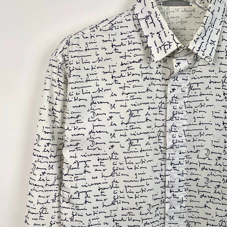 Dior Dior Size 37 White logo cursive full print cotton lapel lon Size US XXS / EU 40 - 3 Thumbnail