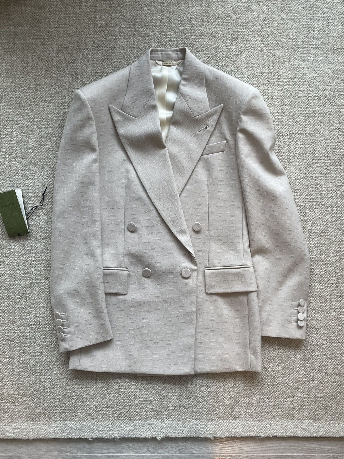 Gucci Authentic Gucci Men's Ivory Double-Breasted Blazer Suit Size US XS / EU 42 / 0 - 1 Thumbnail