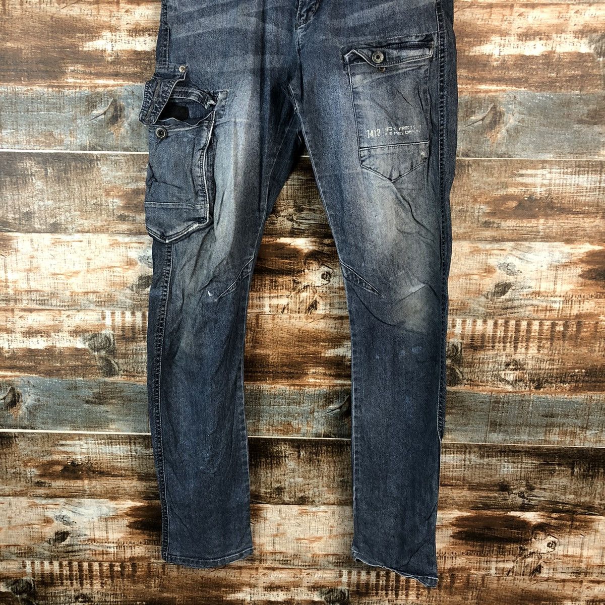 Japanese Brand Iz Frontier Blue Multipocket ripped Denim Pants #A2162 Size US 29 - 3 Thumbnail