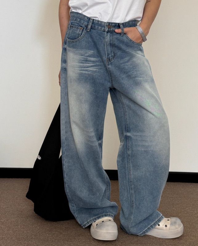 Japanese Brand Men's American straight-leg baggy washed jeans Size US 32 / EU 48 - 3 Thumbnail