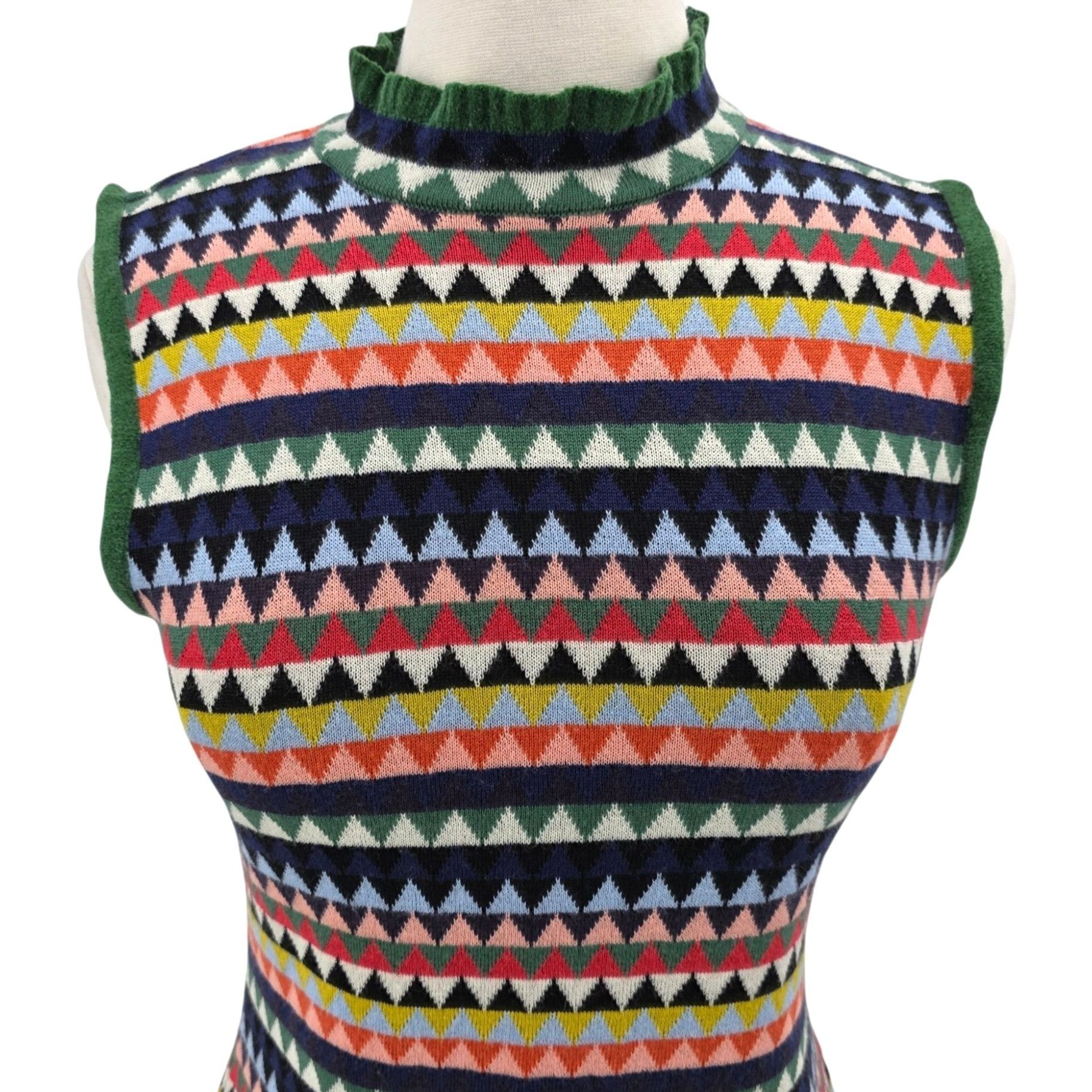 Anthropologie Aldomartins Womens Medium Sweater Tank Wool Blend Triangular Size M / US 6-8 / IT 42-44 - 2 Thumbnail
