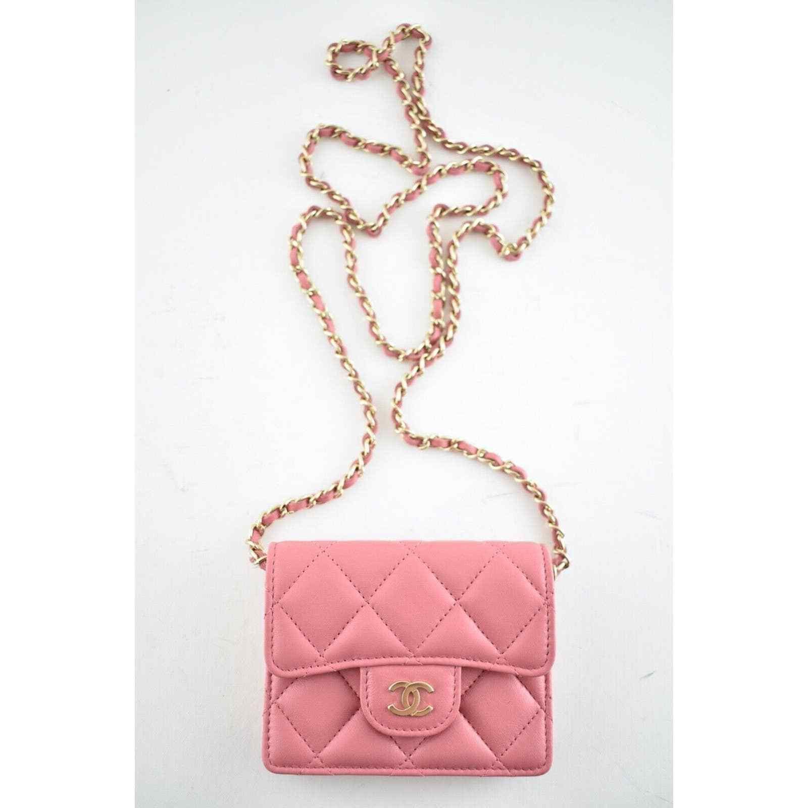 Chanel Chanel Chain Pink Lambskin Gold Card Shoulder Crossbody Bag Size ONE SIZE - 5 Thumbnail