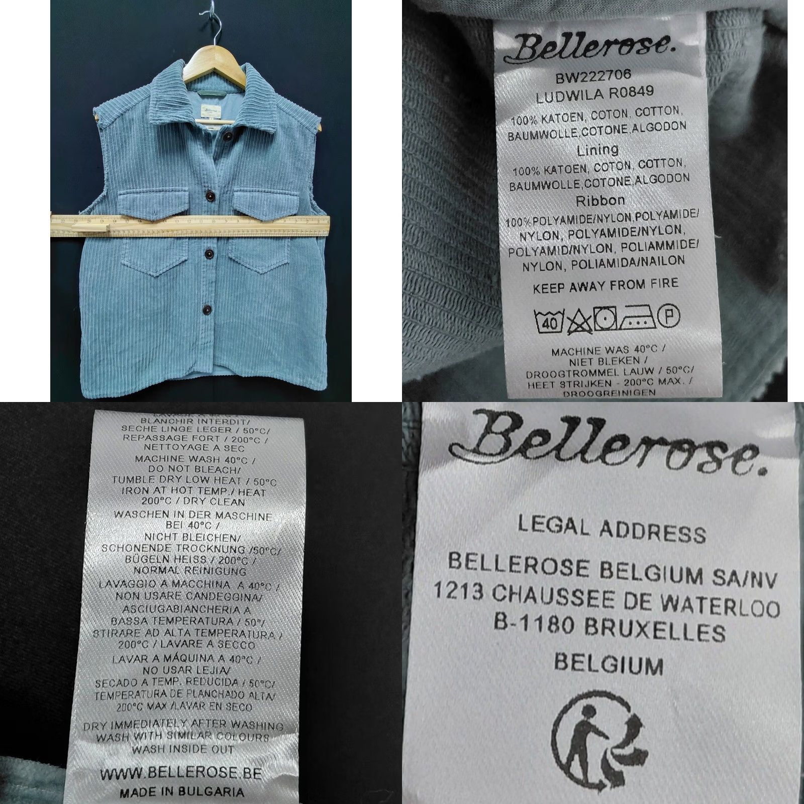 Bellerose Bellerose Vest Wool? 100% Cotton Corduroy Blue Oversized Button Vest Women Size 1 Size XS / US 0-2 / IT 36-38 - 8 Thumbnail