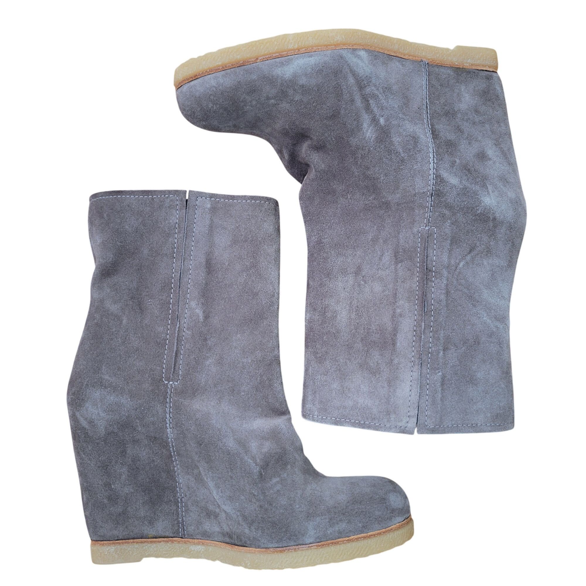 Stuart Weitzman Stuart Weitzman Bootscout Seal Gray Suede Wedge Chelsea Boot Size US 8 / IT 38 - 1 Thumbnail