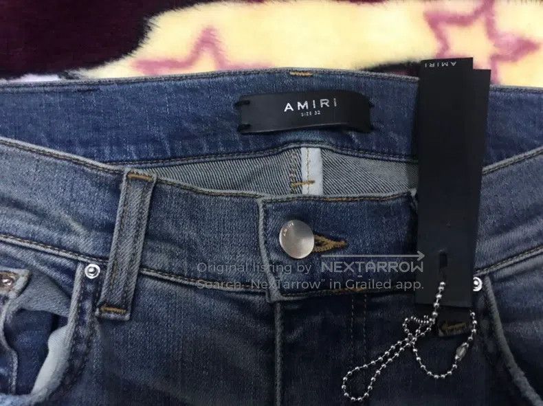 Amiri Amiri Classic Blue Patch Leather Denim Jeans, Size 32 Size US 32 / EU 48 - 2 Thumbnail