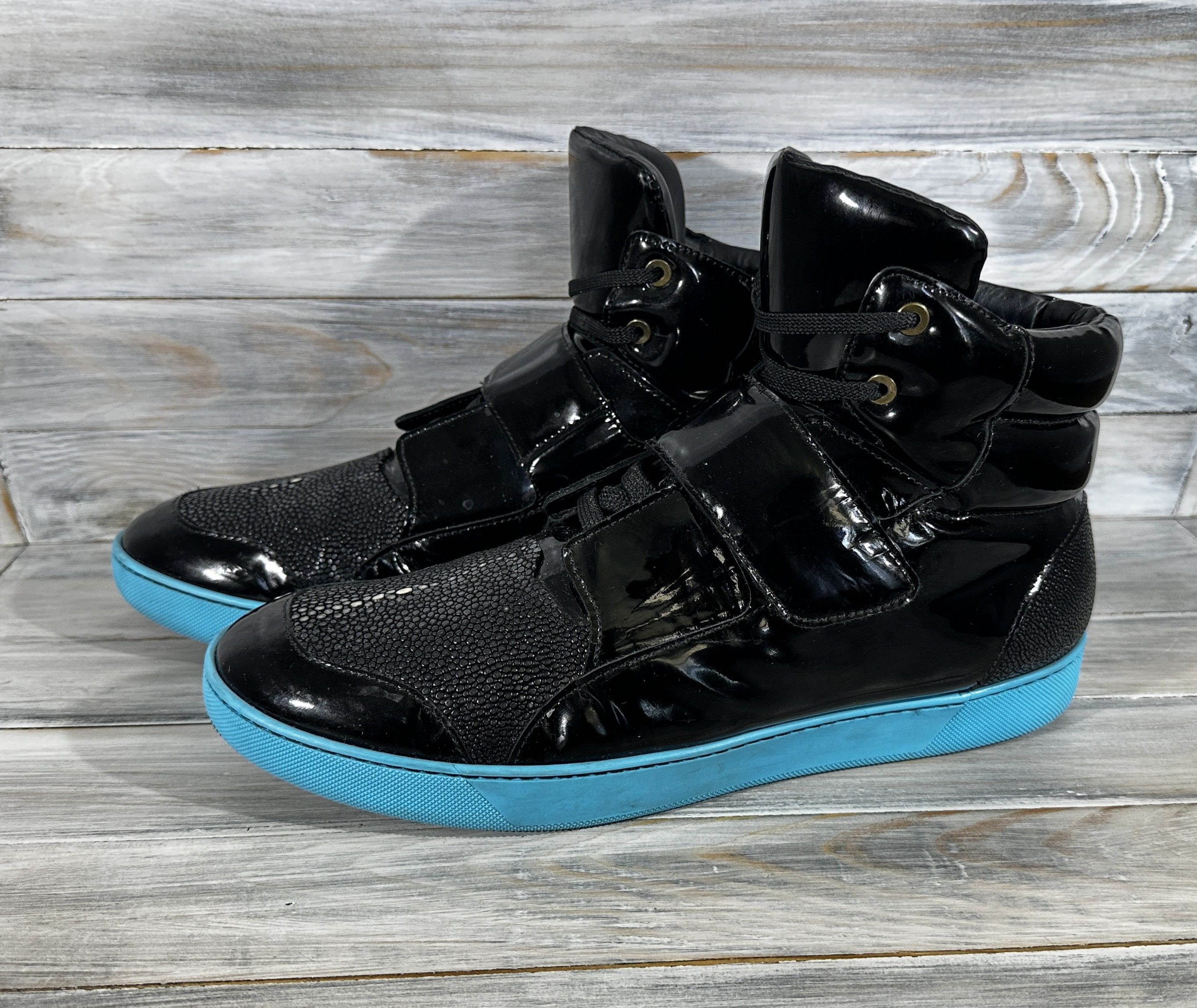 Leather Stress By Navyboot SBNB Men's Patent Leather Mid Sneakers Size US 11 / EU 44 - 7 Thumbnail