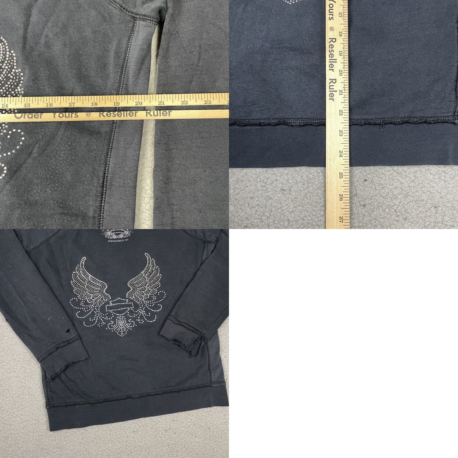 Harley Davidson VINTAGE Harley-Davidson Hoodie Adult M Black Zip Up Studded Distressed Wings M Womens Size M / US 6-8 / IT 42-44 - 9 Thumbnail