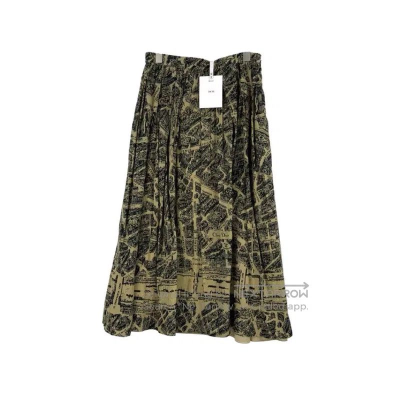 Dior Dior Khaki Paris map cotton skirt Size 26" / US 2 / IT 38 - 1 Thumbnail