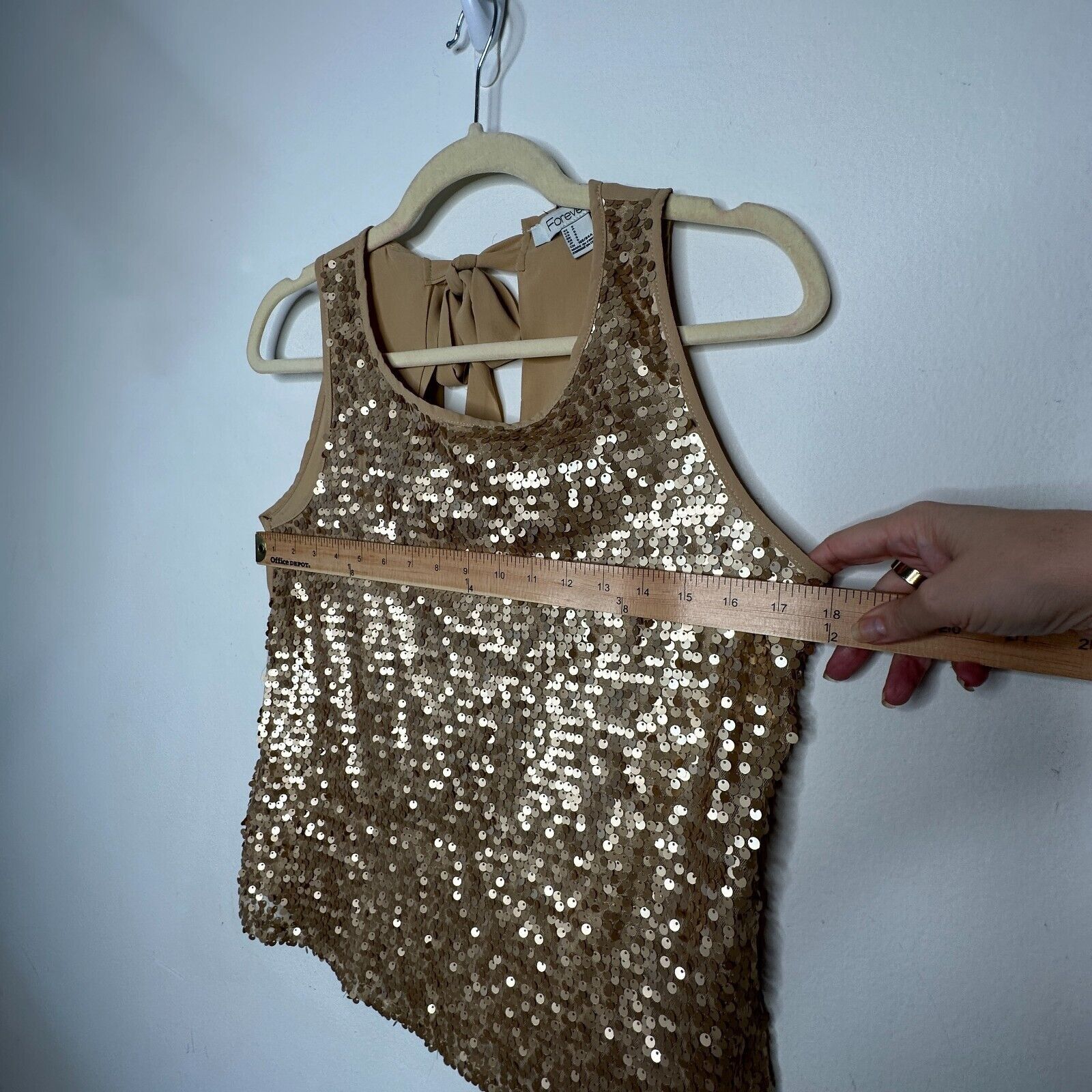 Forever 21 Night Out Copper Gold Sequin Sleeveless Open Back Blouse S Size S / US 4 / IT 40 - 11 Thumbnail