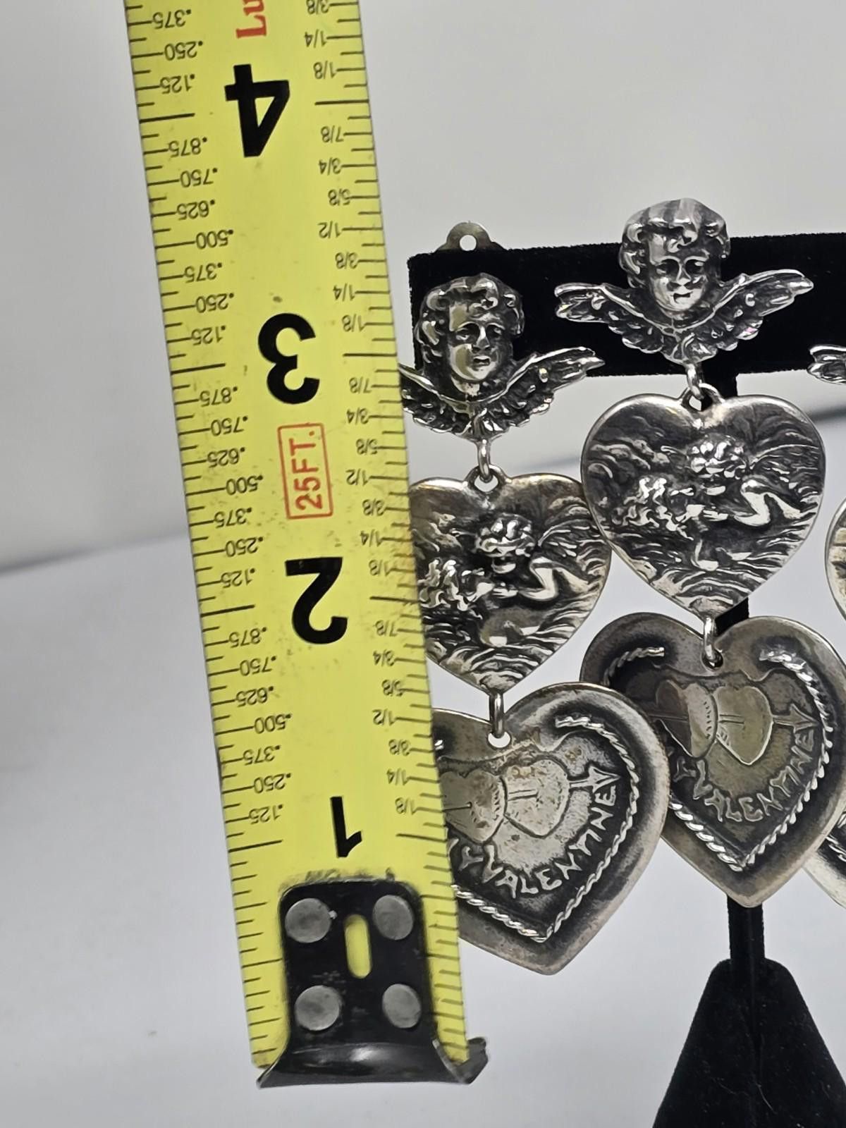Sterling Silver T Foree Sterling Valentine Cupid Heart Earrings & Pin Set Size ONE SIZE - 2 Thumbnail