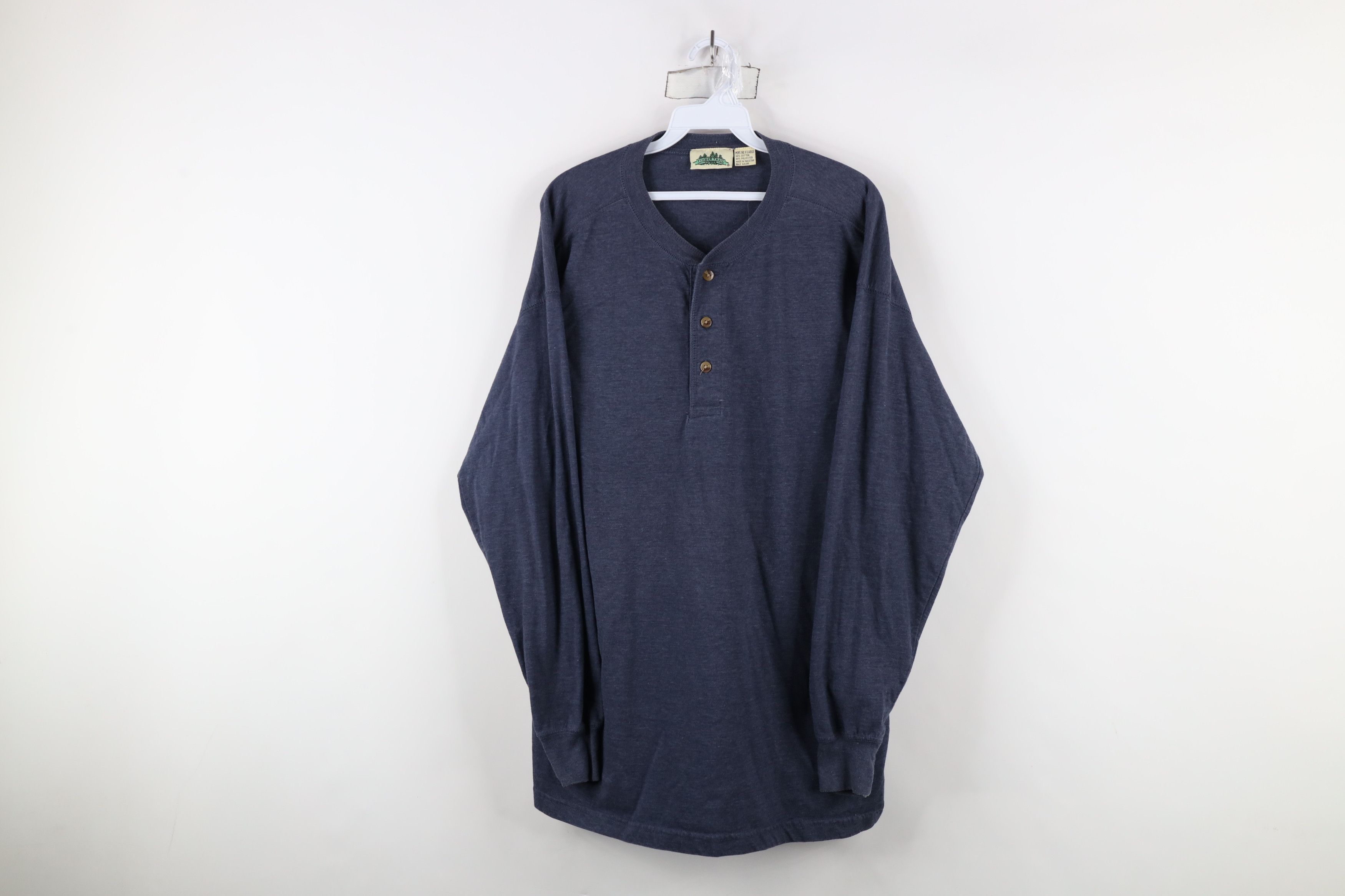 Vintage Vintage 90s Streetwear Knit Long Sleeve Henley T-Shirt Blue Size US XL / EU 56 / 4 - 1 Thumbnail