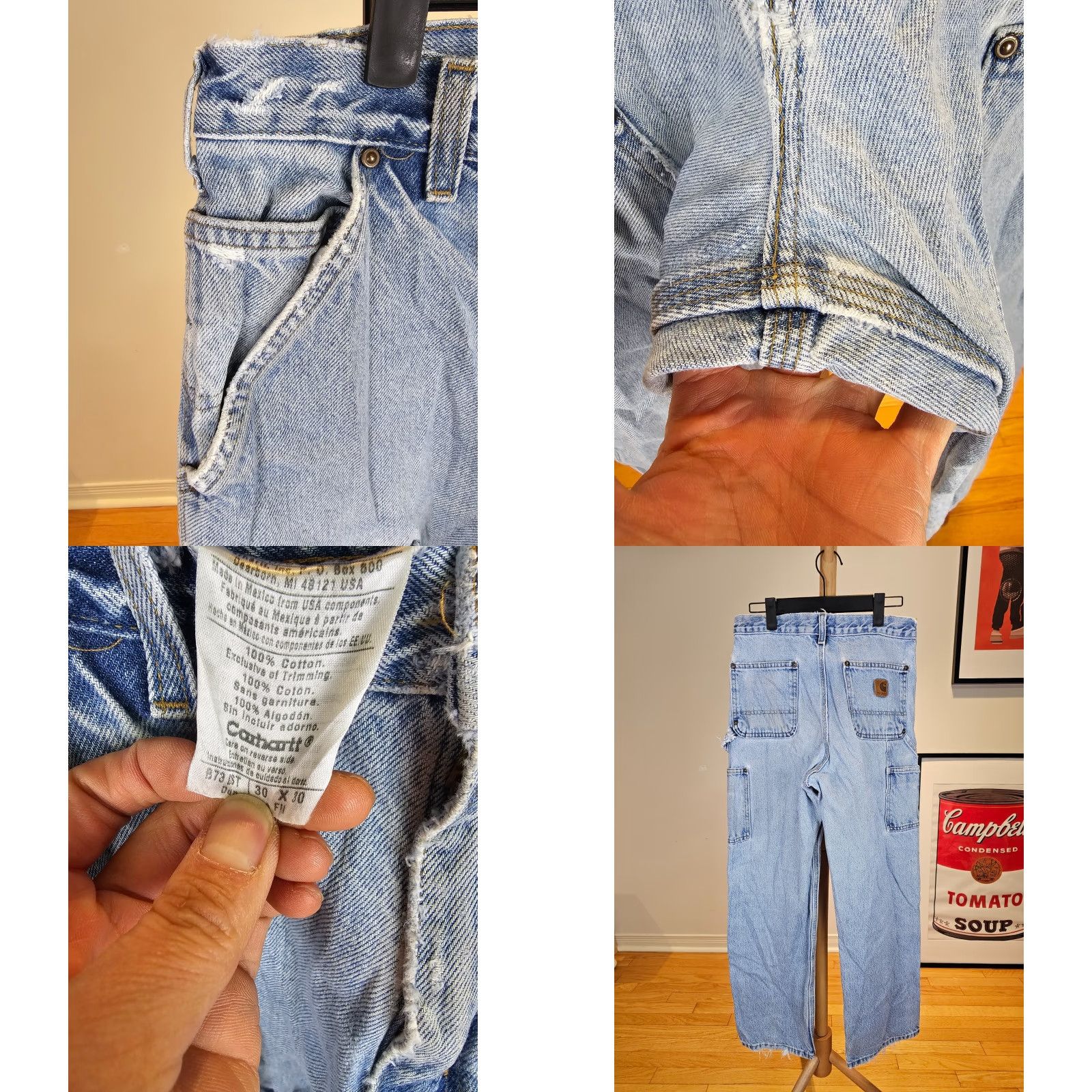 Carhartt VINTAGE Carhartt Denim Double Knee Work Jeans Pants Mens 30x30 Blue Carpenter Canvas 90s Jeans Mens Size US 30 / EU 46 - 8 Thumbnail