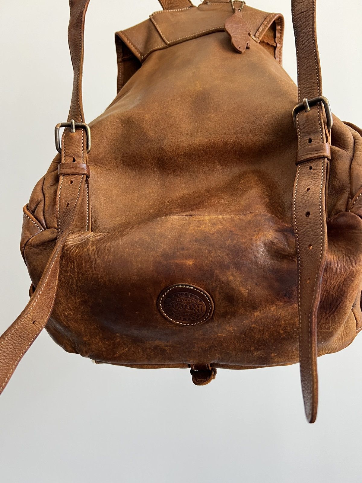 Roots Vintage Roots Tribal Leather Brown Knapsack, Made in Canada Size ONE SIZE - 9 Thumbnail