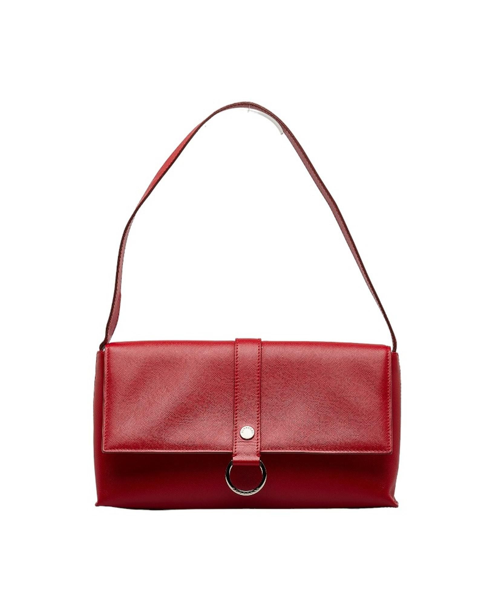 image of Burberry Red Leather Shoulder Bag In Excellent Condition, Women's