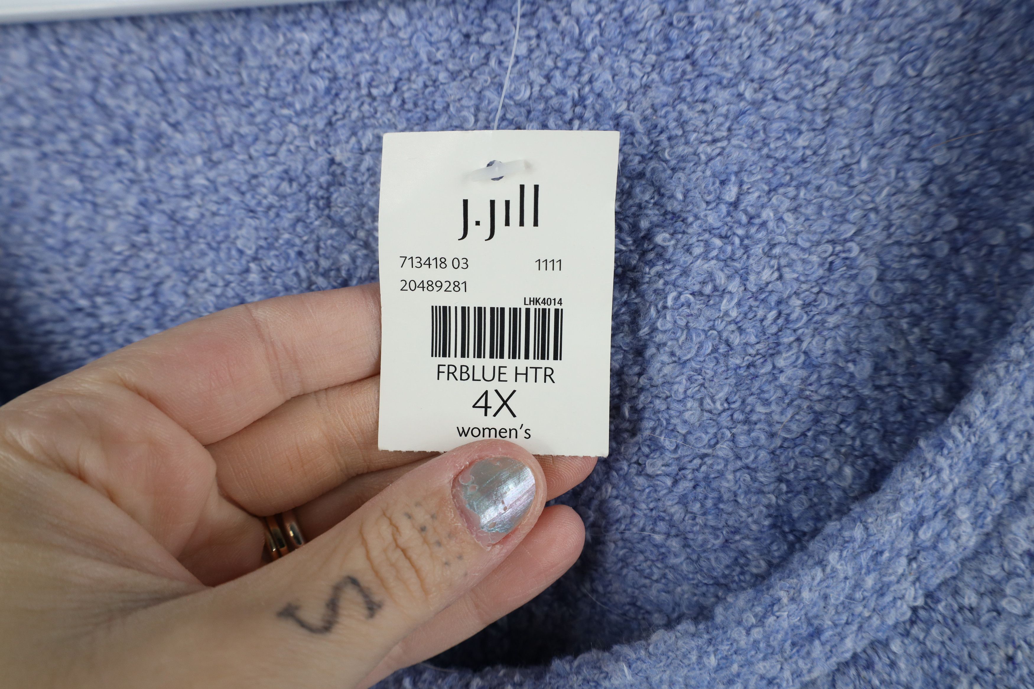 Vintage New J Jill Blank Textured Knit Fleece Crewneck Sweater Blue Size 4XL / US 24-26 - 5 Thumbnail