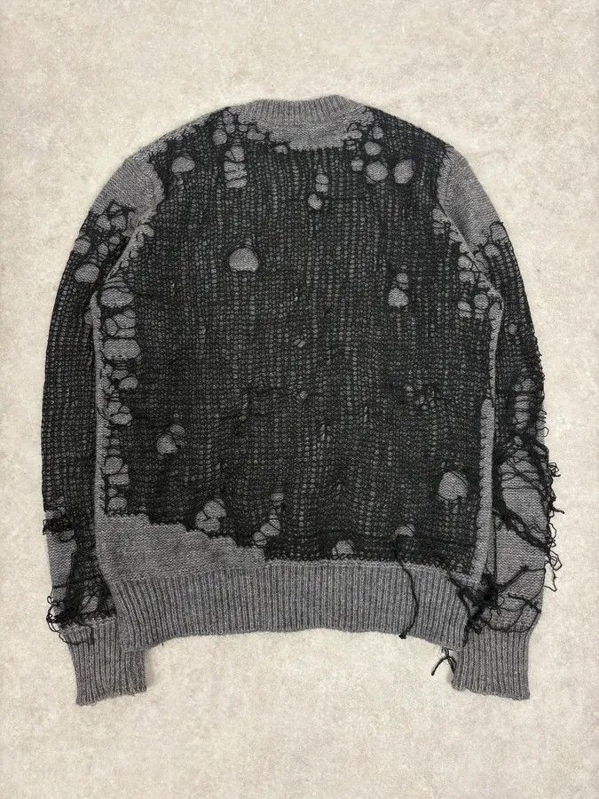 Diesel 2000s Diesel Spiderweb Destroyed Grey Wool Sweater Size US S / EU 44-46 / 1 - 6 Thumbnail