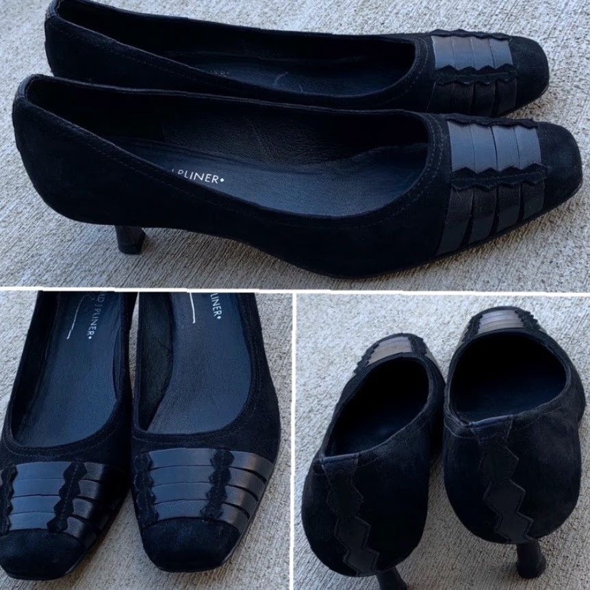 Donald Pliner VINTAGE Donald J Pliner pumps heels black suede & leather size 8 M Size US 8 / IT 38 - 5 Thumbnail