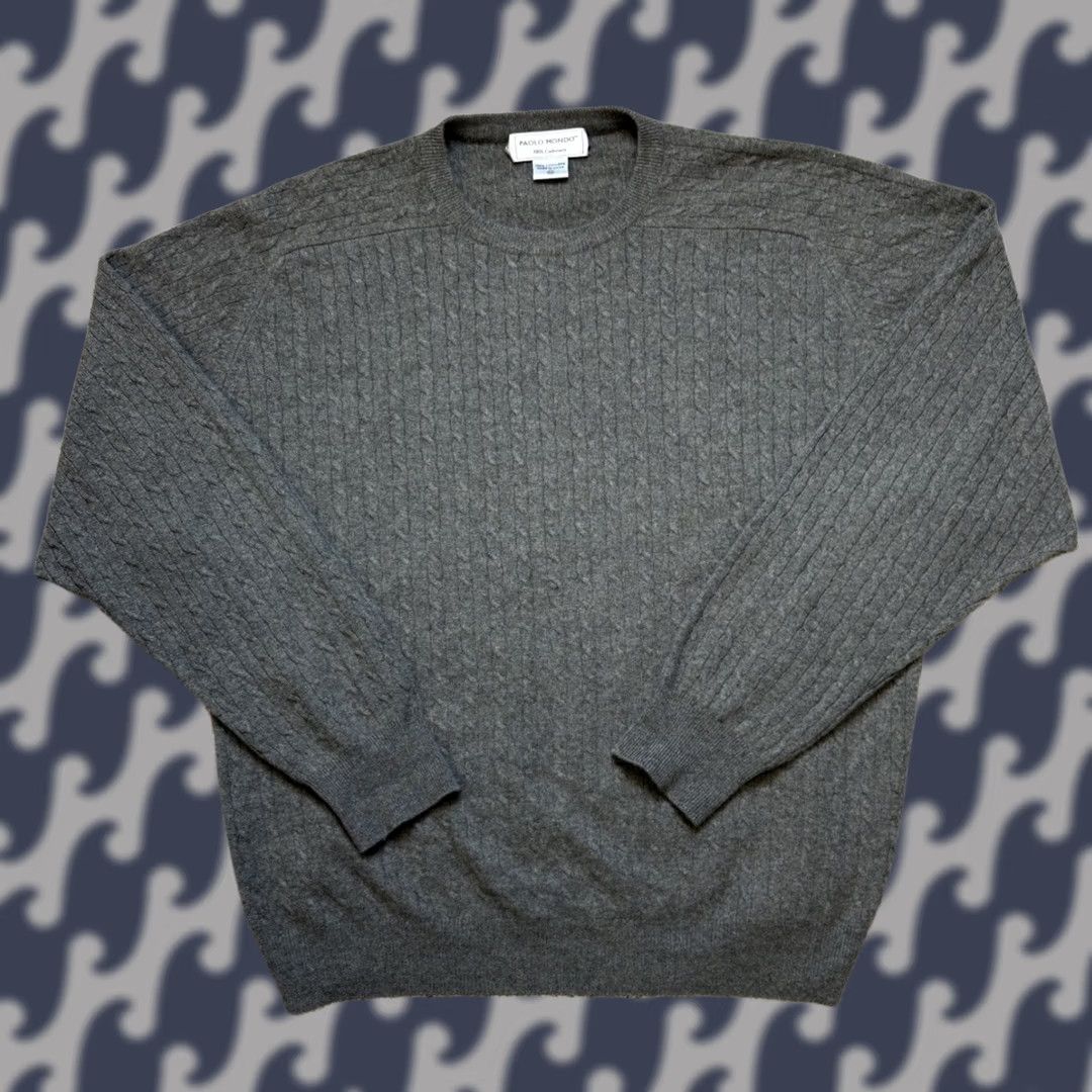 Vintage Paolo Mondo Gray Cashmere Ribbed Sweater Grey Mens Size XL Pullover Round Neck Cashmere Mens Sweater Gray XL Size US XL / EU 56 / 4 - 1 Thumbnail