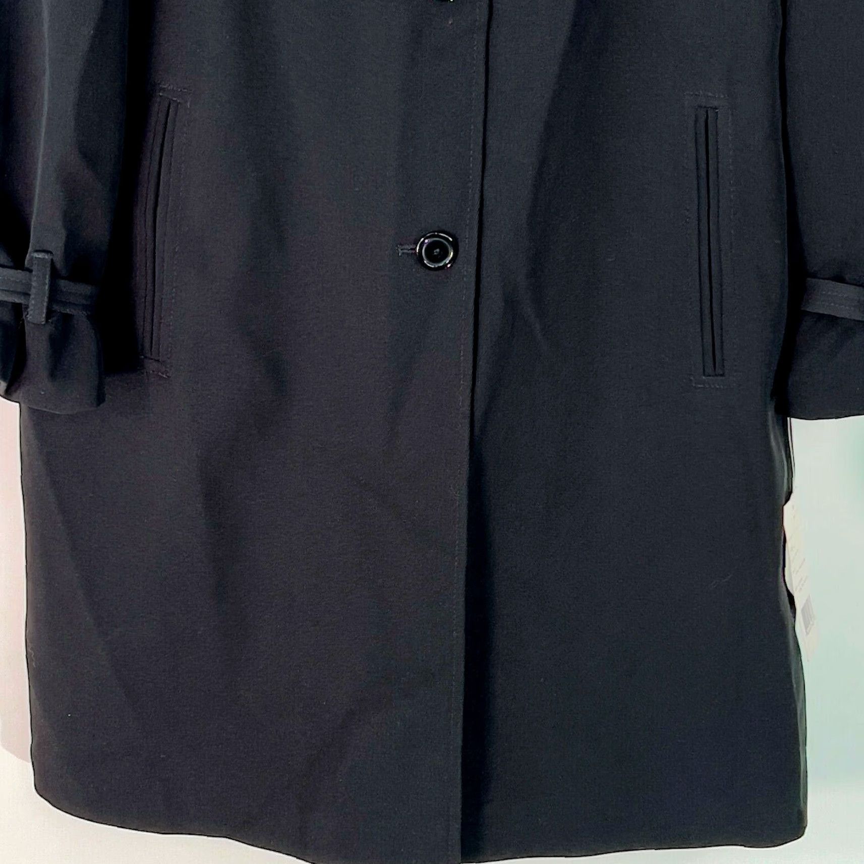 Vintage LARRY LEVINE Women Overcoat Coat Black 34" Long Button Front Pockets Solid 100% Polyester S Womens Size S / US 4 / IT 40 - 7 Thumbnail