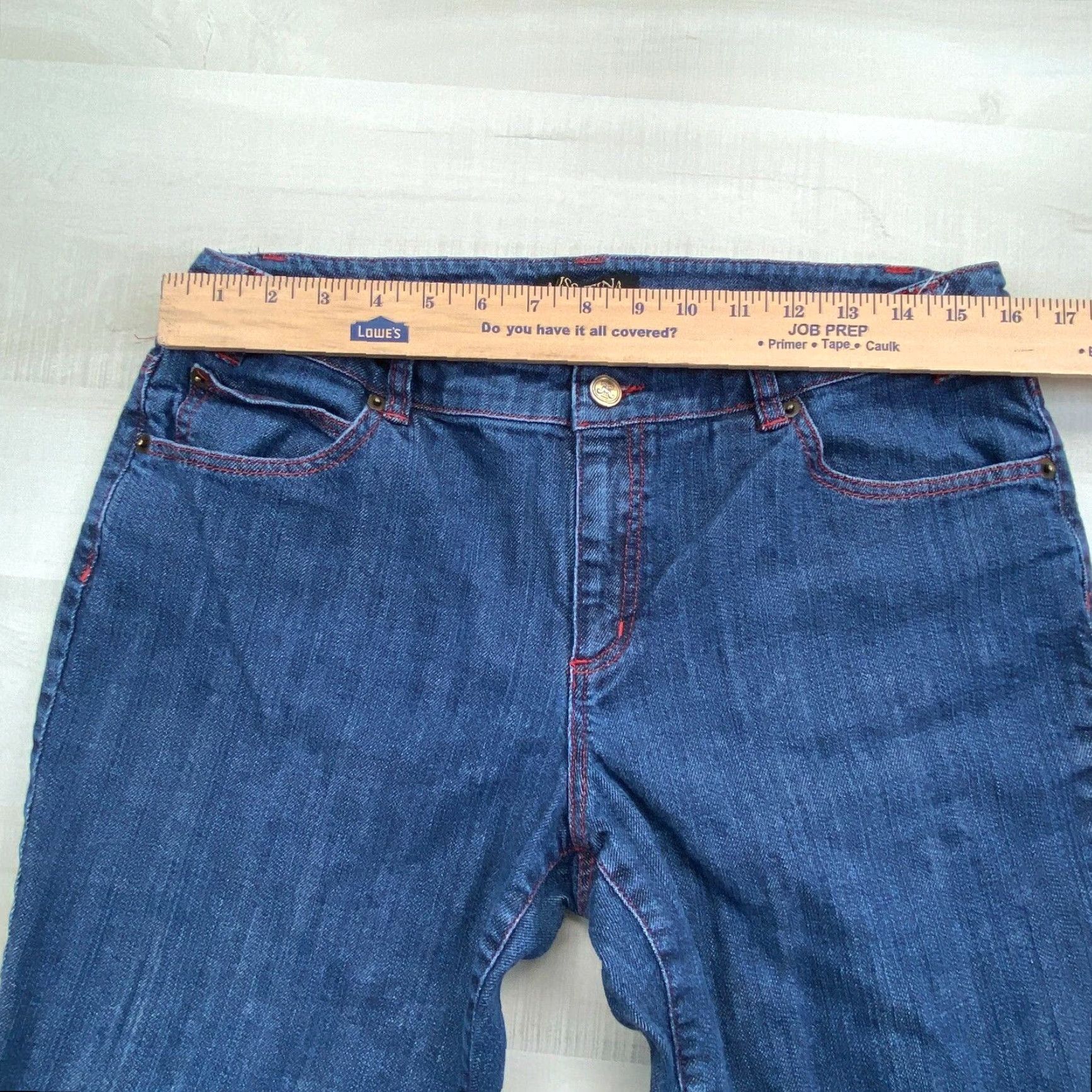 Vintage Miss Tina Womens Blue Denim Straight Mid Rise Jeans 32x28 Size 34" / US 12 / IT 48 - 7 Thumbnail