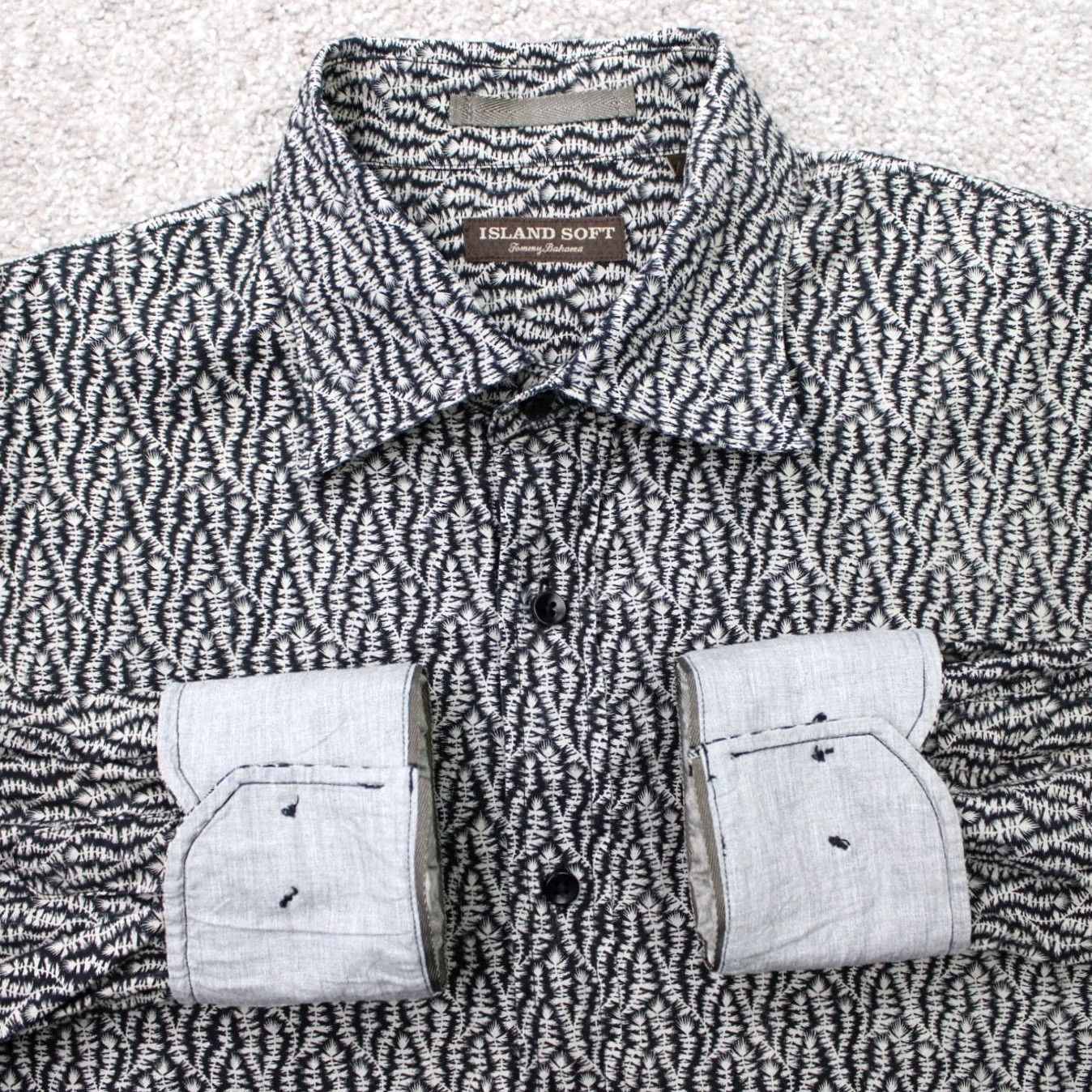 Tommy Bahama Tommy Bahama Island Soft Shirt Men Large Black/White Geometric Cotton L/S Button Down Shirt Tigers Beach Classic Sportsman Mens L Shirt Size US L / EU 52-54 / 3 - 2 Thumbnail