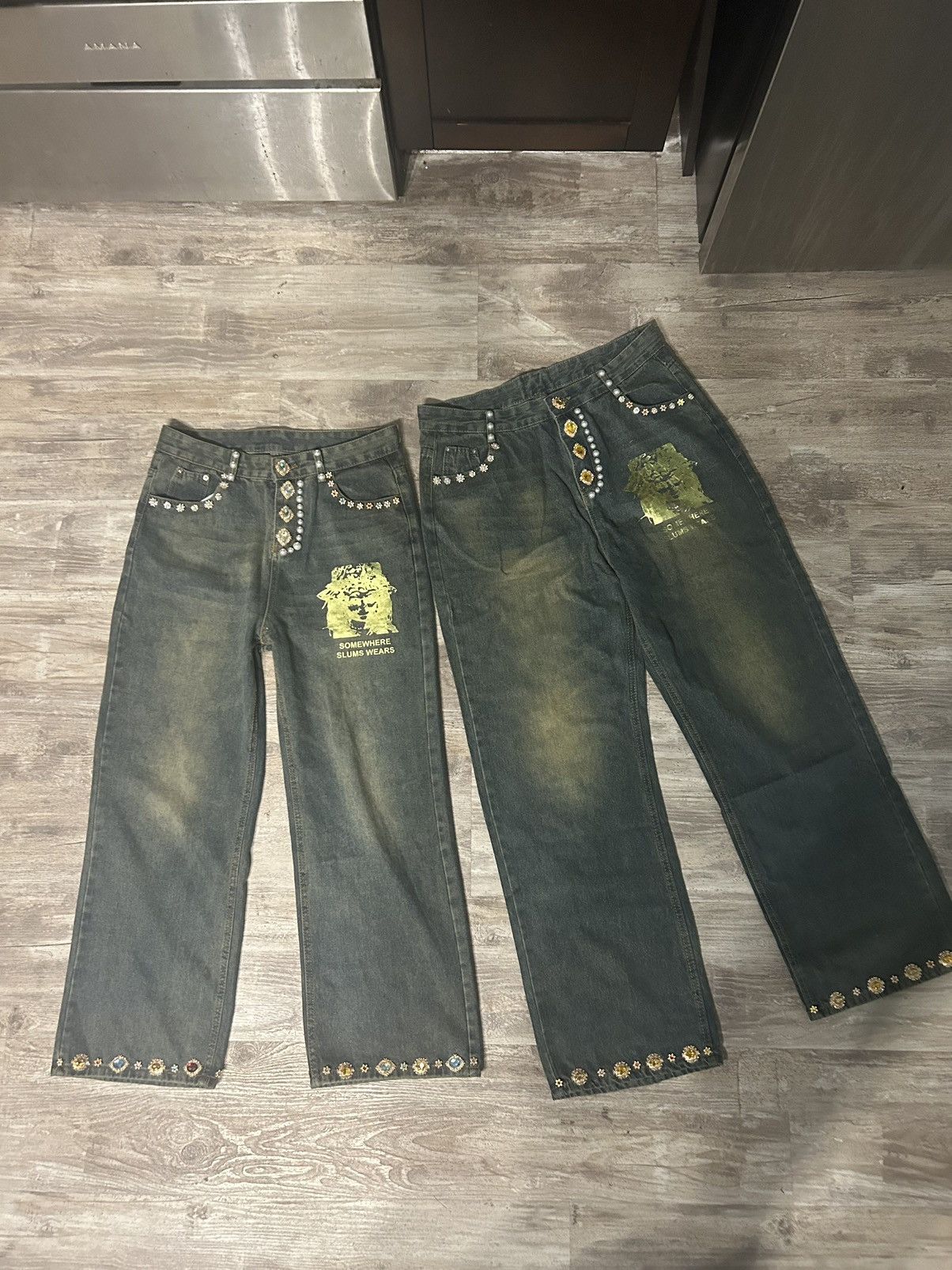 Other Slumxweirdo Concho Rhinstone Denim Stack Size US 31 - 2 Thumbnail