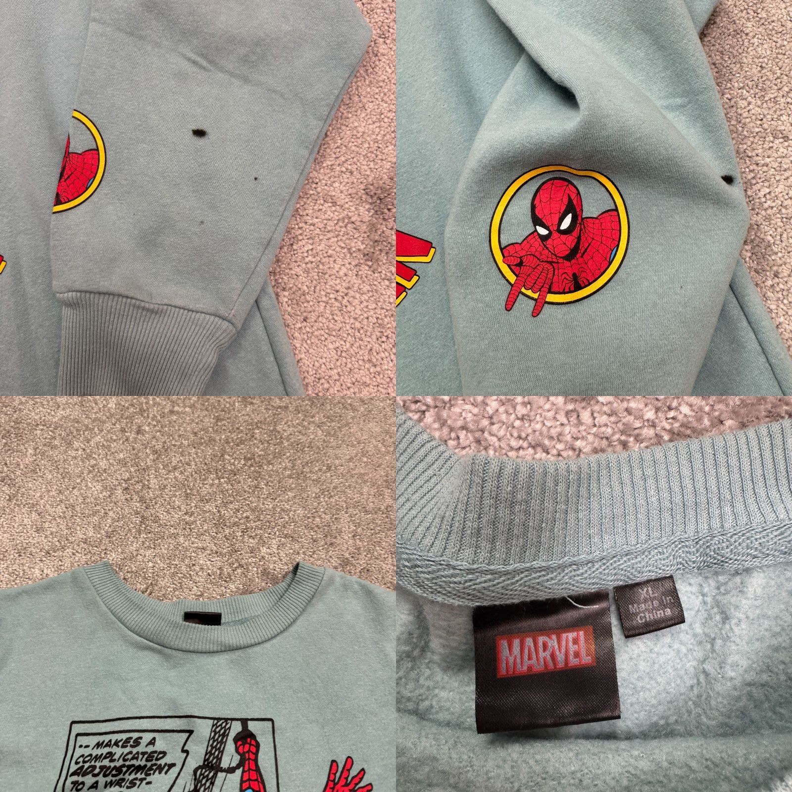 Vintage Marvel The Amazing Spider Man Graphic Pullover Sweatshirt Mens XL Teal Crew Neck Size US XL / EU 56 / 4 - 8 Thumbnail