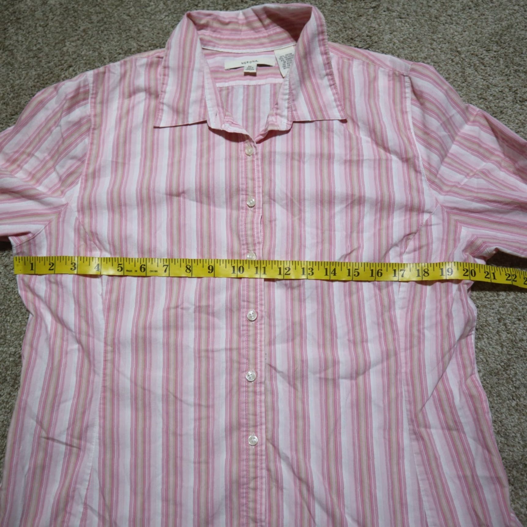 Merona Merona Shirt Pink Striped 3/4 Sleeve Button Up Women's XL Blouse Top Stretch Casual Size XL / US 12-14 / IT 48-50 - 4 Thumbnail