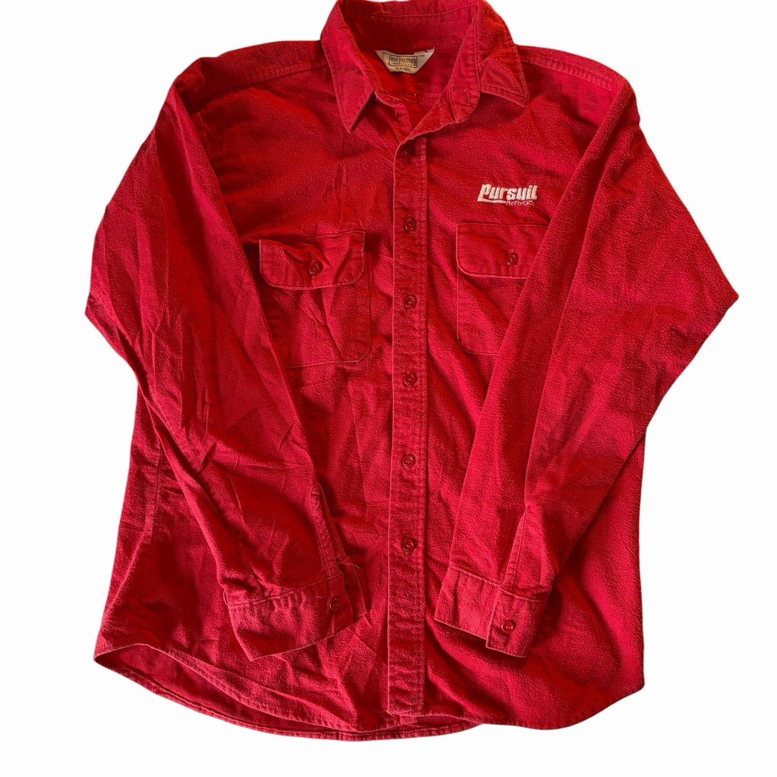 FiveBrother Vtg 80s FiveBrother Chamois Work Shirt Large 16 embroidered Size US L / EU 52-54 / 3 - 1 Thumbnail