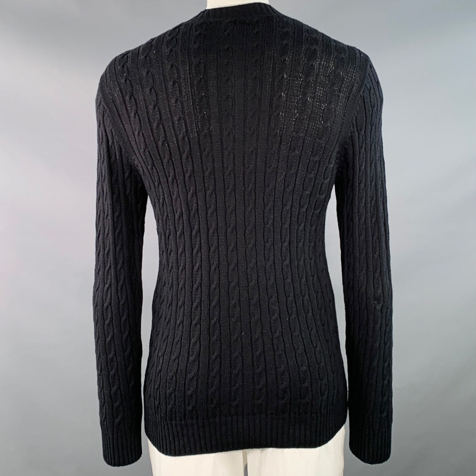 Other SERGIO DAVILA Size L Black Cable Knit Cotton V-Neck Cardigan Size US L / EU 52-54 / 3 - 4 Thumbnail