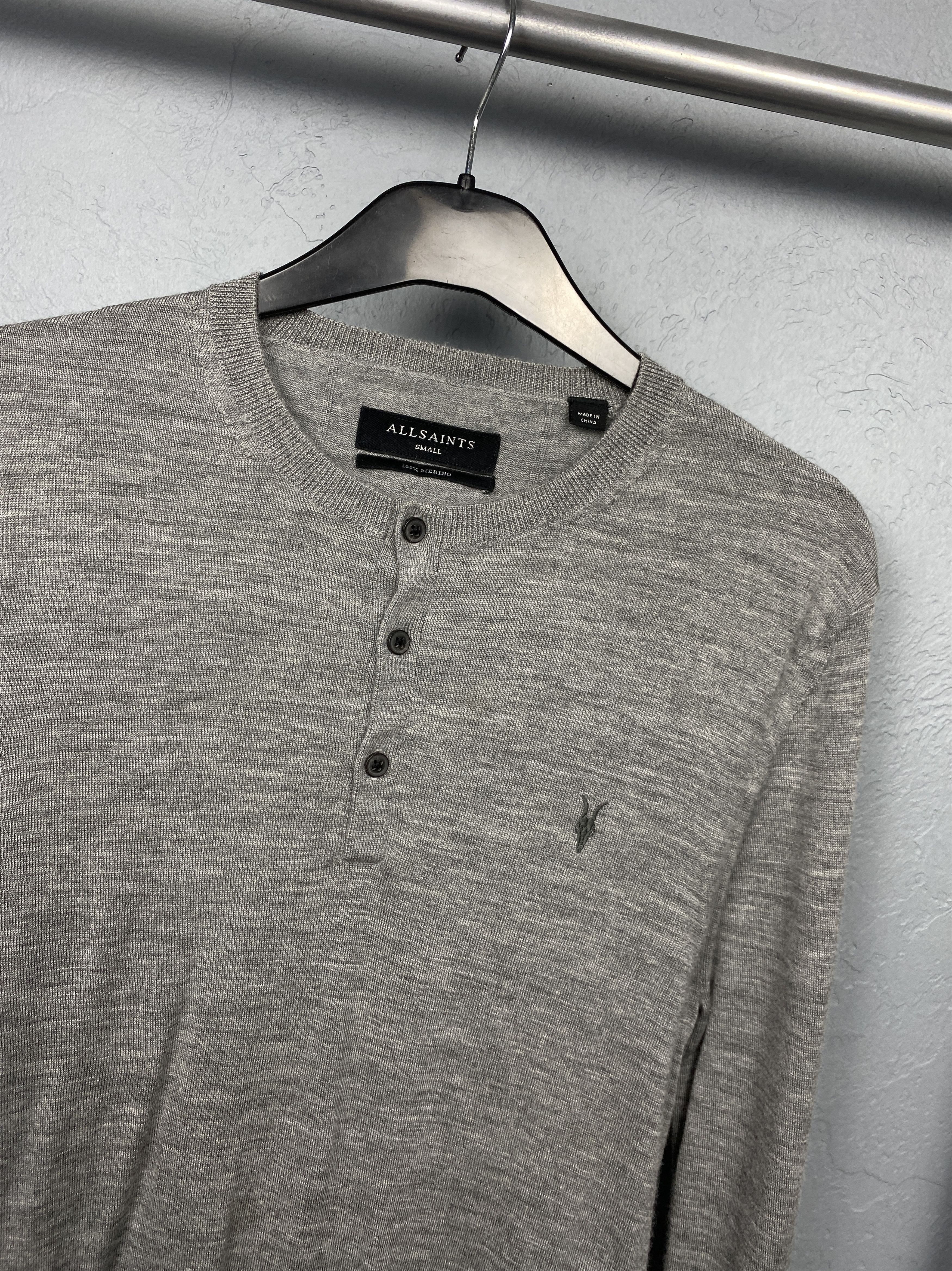 Allsaints × Vintage Allsaints Vintage Mode Merino Wool Henley Knit Sweater Size US S / EU 44-46 / 1 - 2 Thumbnail
