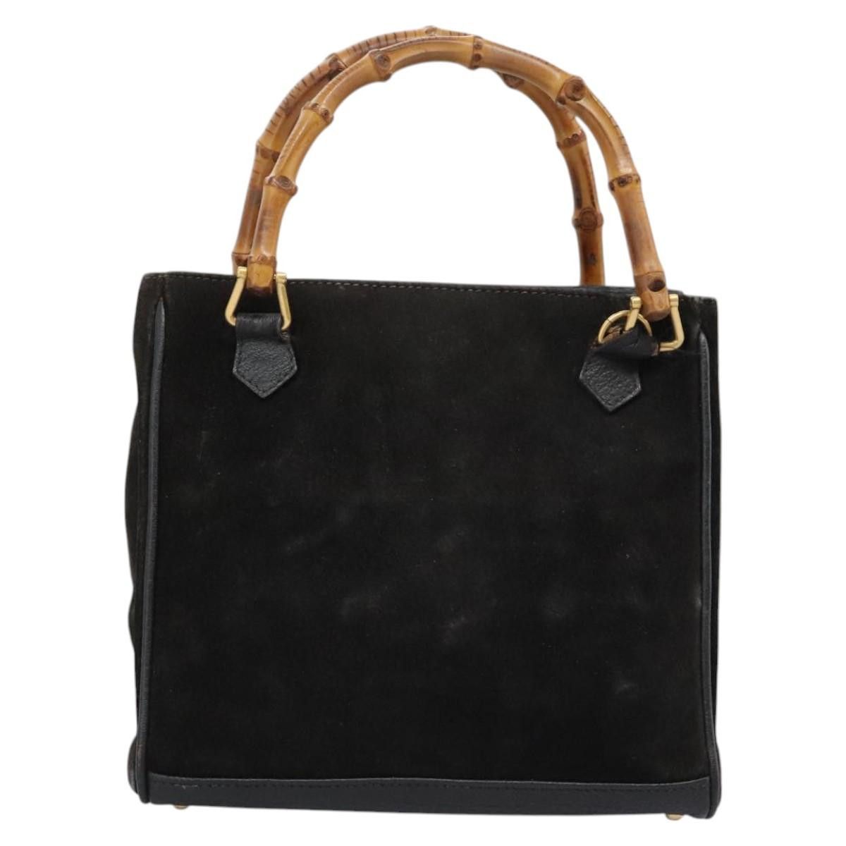 Gucci GUCCI Bamboo Hand Bag Suede Leather Black Gold 000 122 000 Size ONE SIZE - 3 Thumbnail