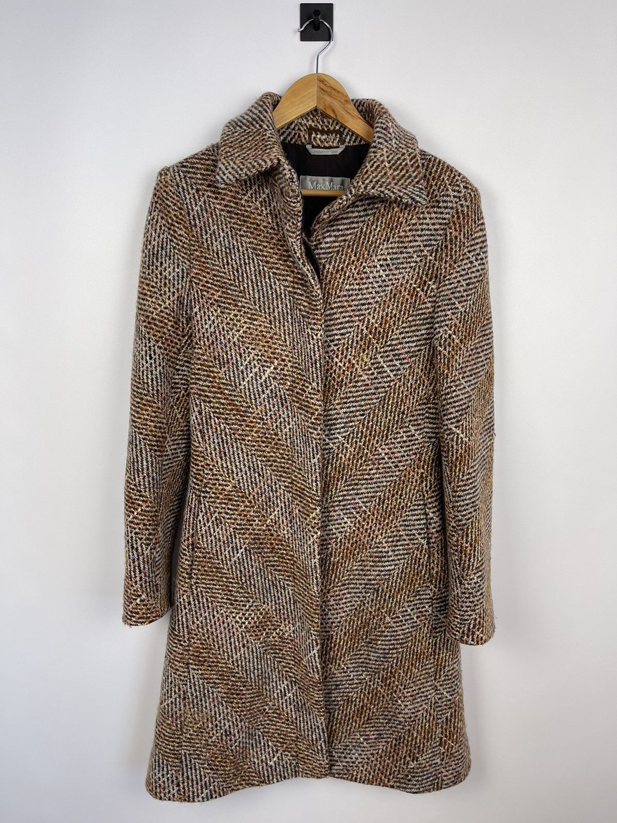 Max Mara Women's Vintage Tweed Wool Coat Jacket Size USA10